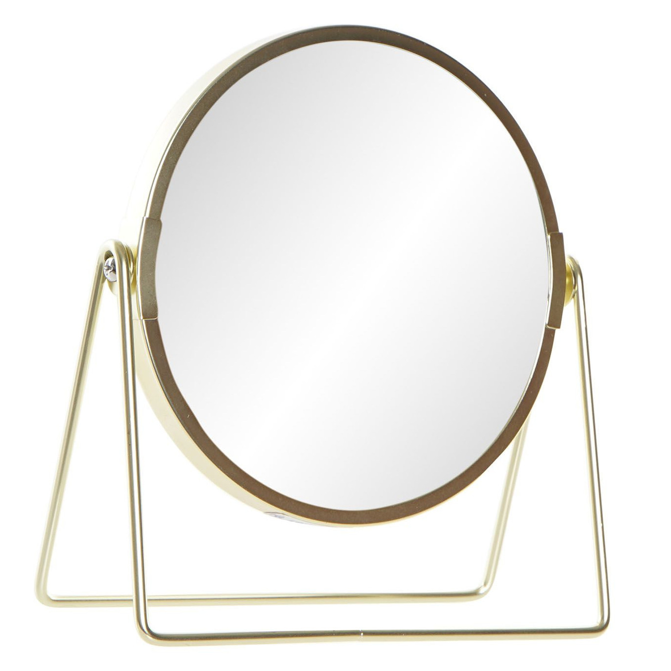 Badkamerspiegel - make-up spiegel rond dubbelzijdig RVS goud D15 x H21 cm