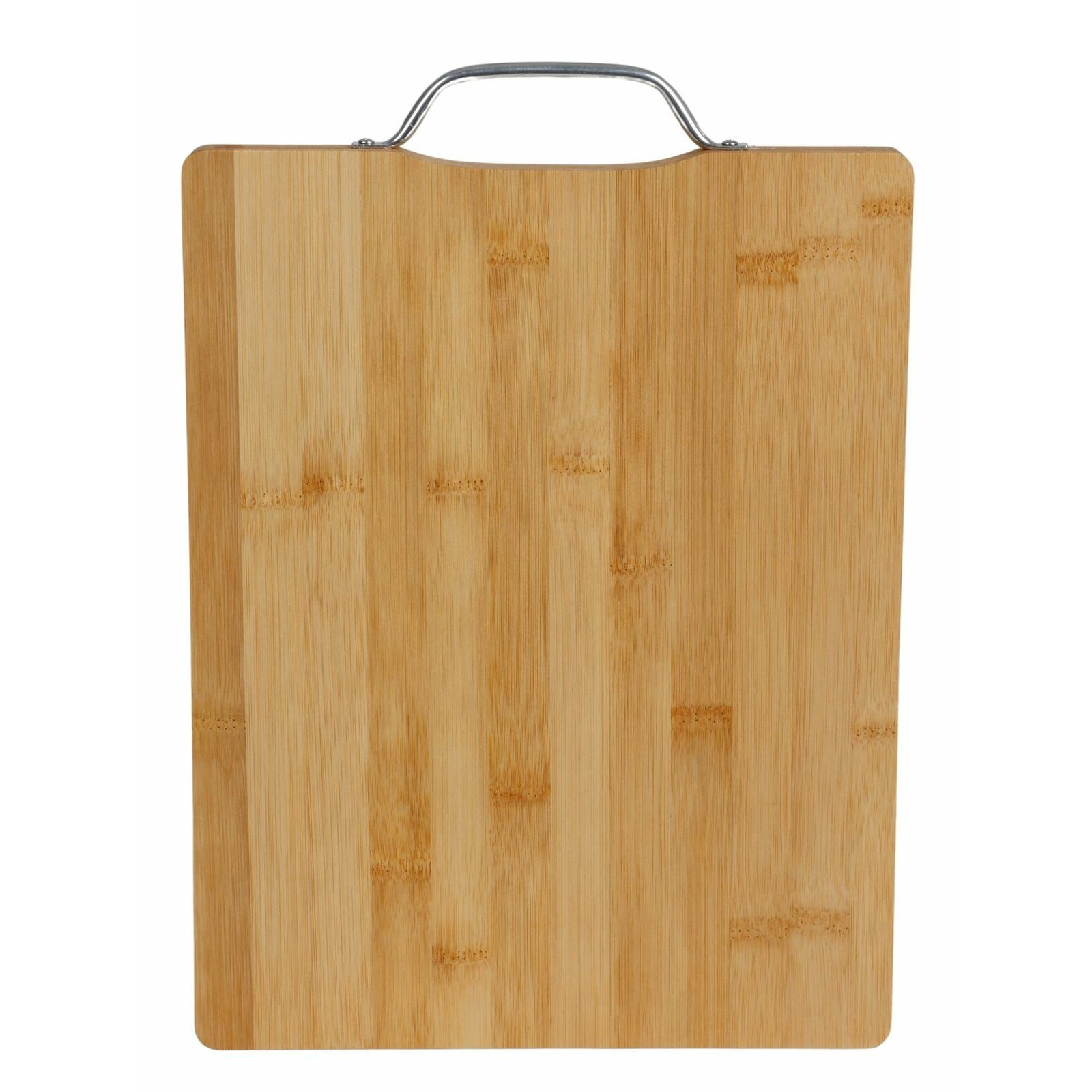 Bamboe houten snijplank-serveerplank met metalen handvat L33 x B25 cm