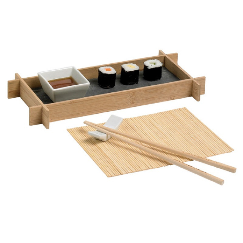 Bamboe sushi serveerset voor 1 persoon 6-delig
