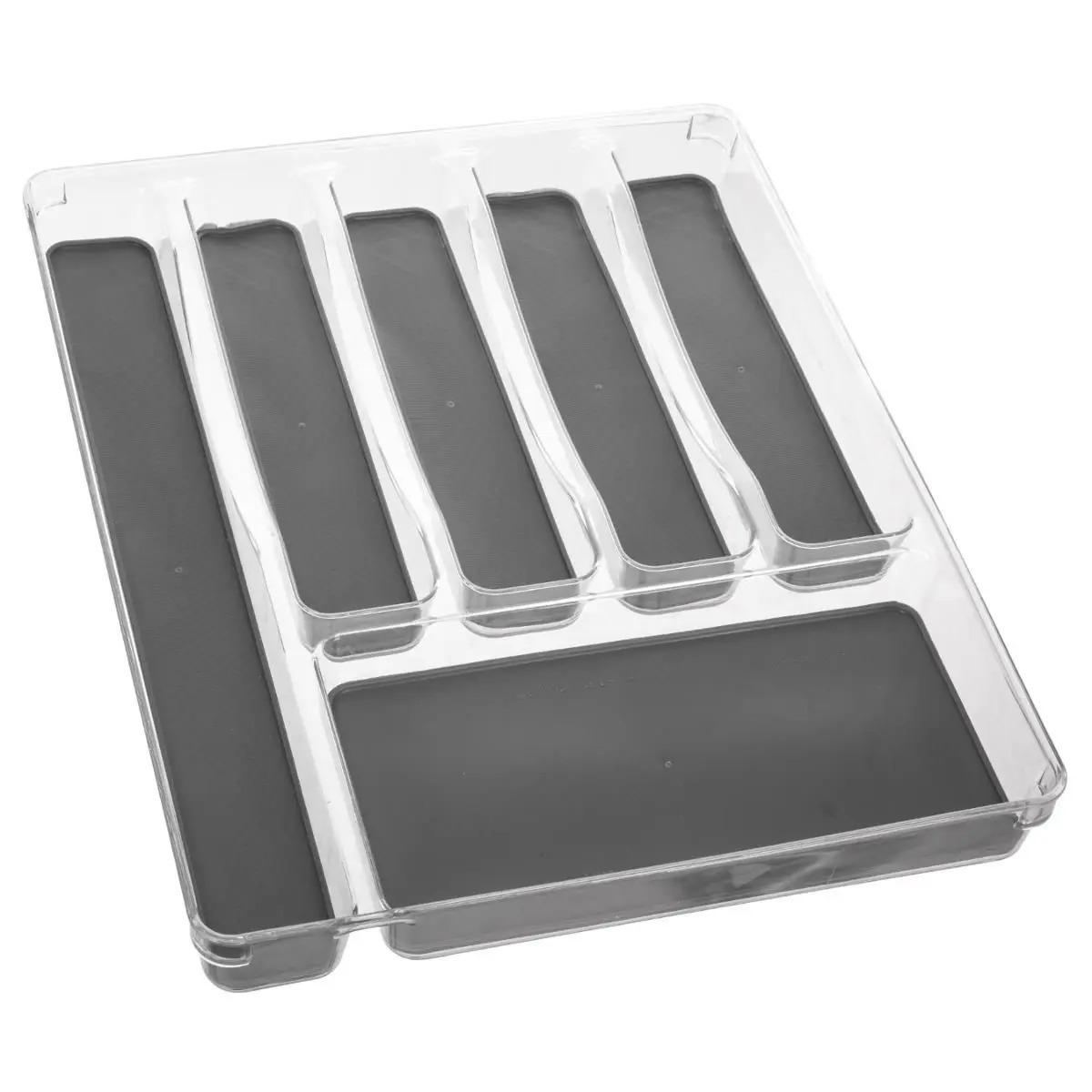 Bestekbak-keuken organizer Tidy Smart 6-vaks grijs transparant kunststof 40 x 32 cm