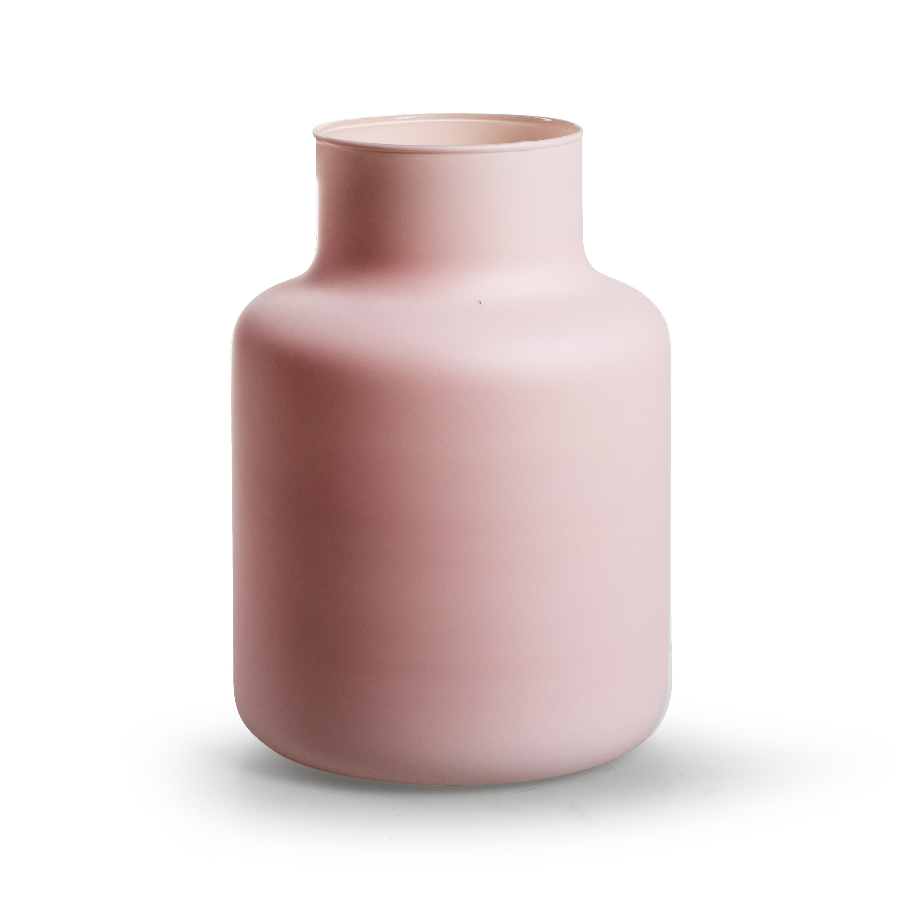 Bloemenvaas Gigi mat roze eco glas D14,5 x H20 cm melkbus vaas