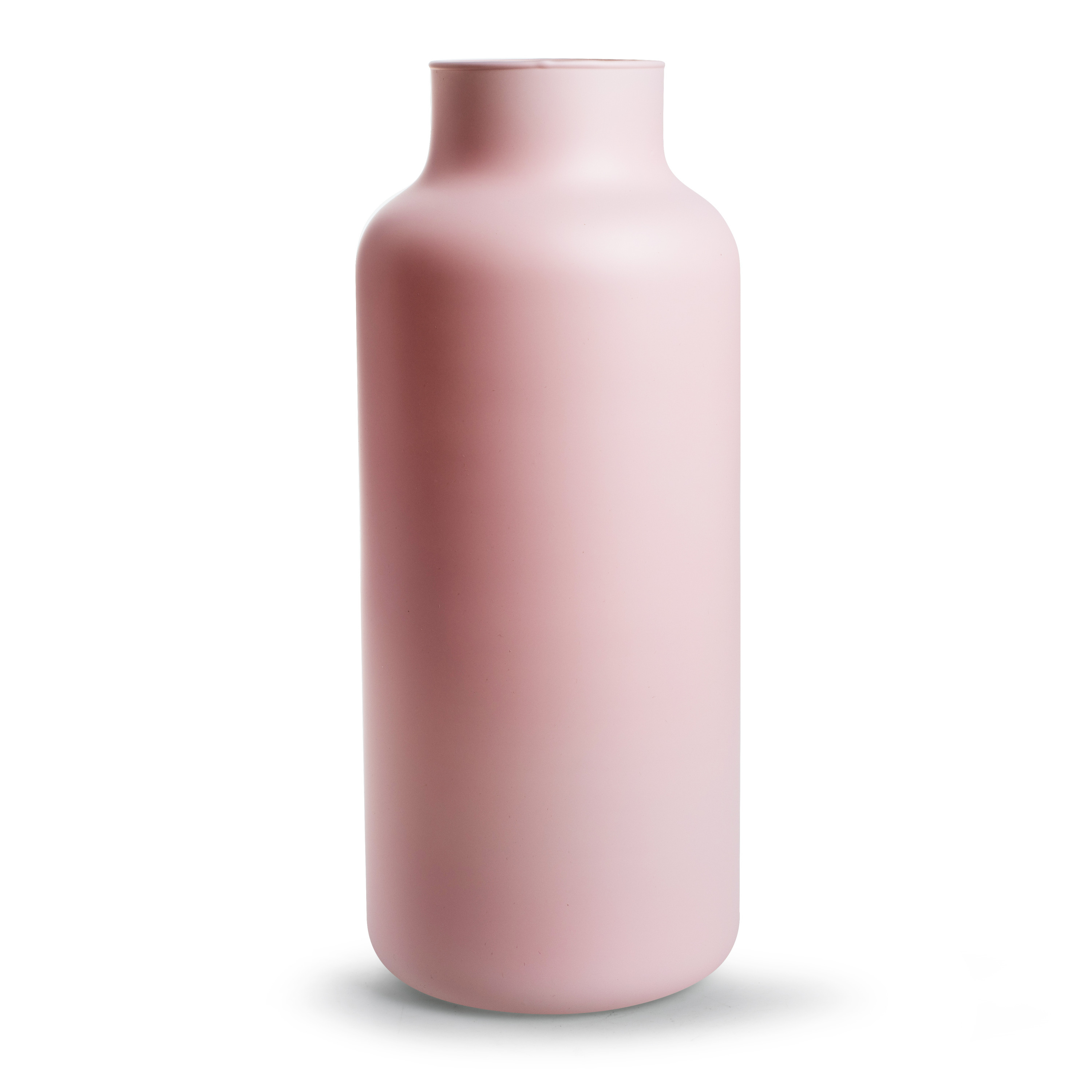 Bloemenvaas Gigi mat roze eco glas D14,5 x H35 cm melkbus vaas