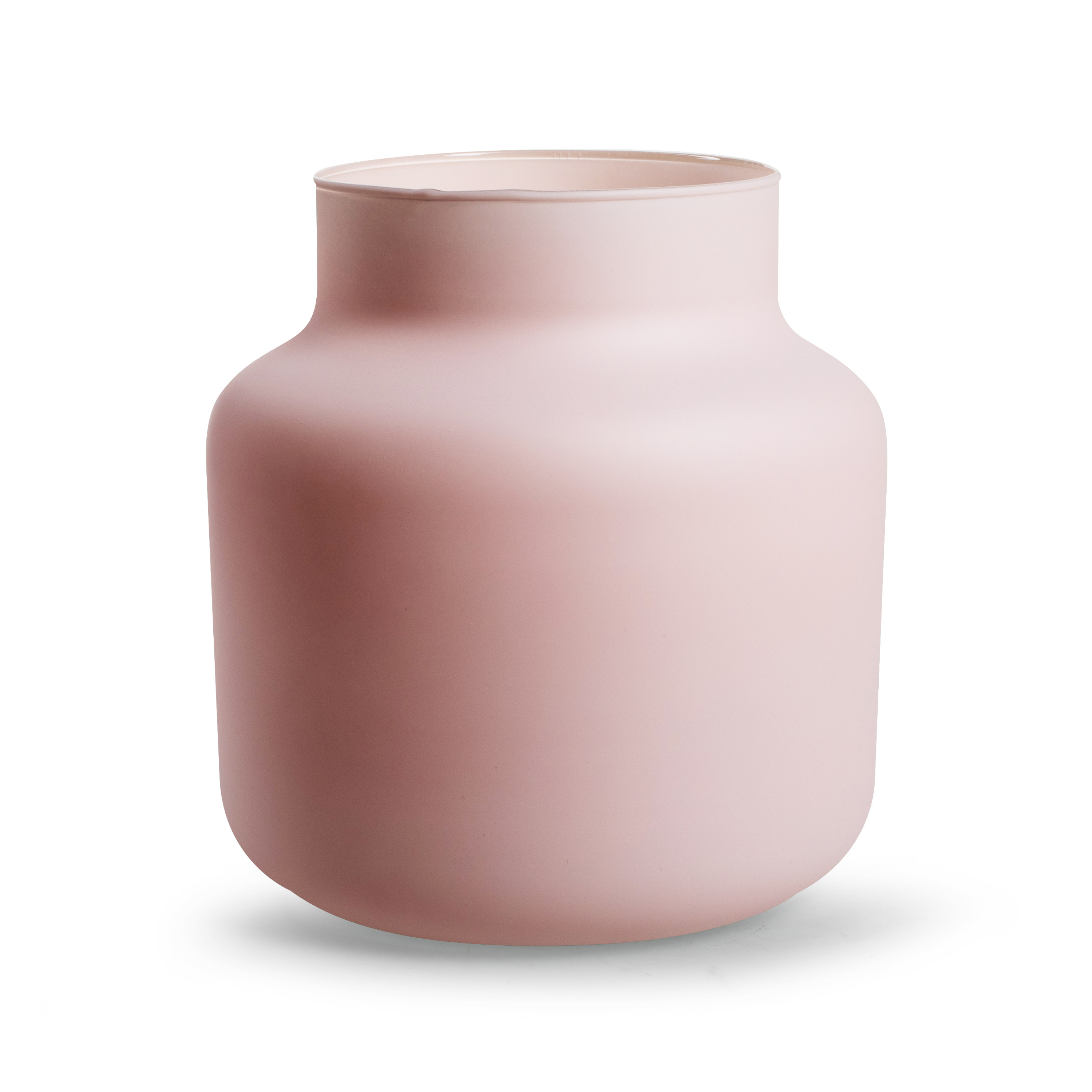 Bloemenvaas Gigi mat roze eco glas D19 x H20 cm melkbus vaas