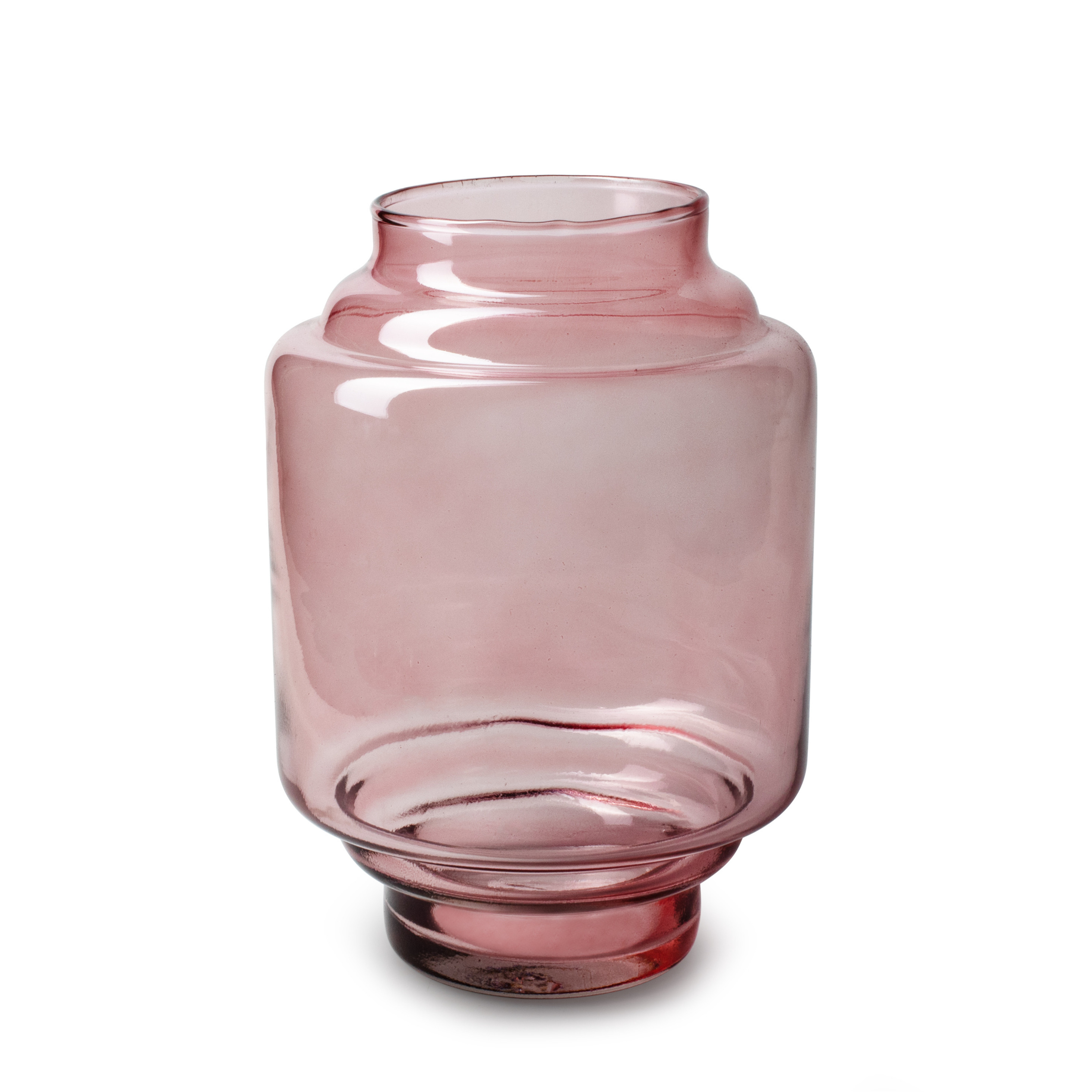 Bloemenvaas Lotus transparant roze glas D17 x H25 cm trap vaas