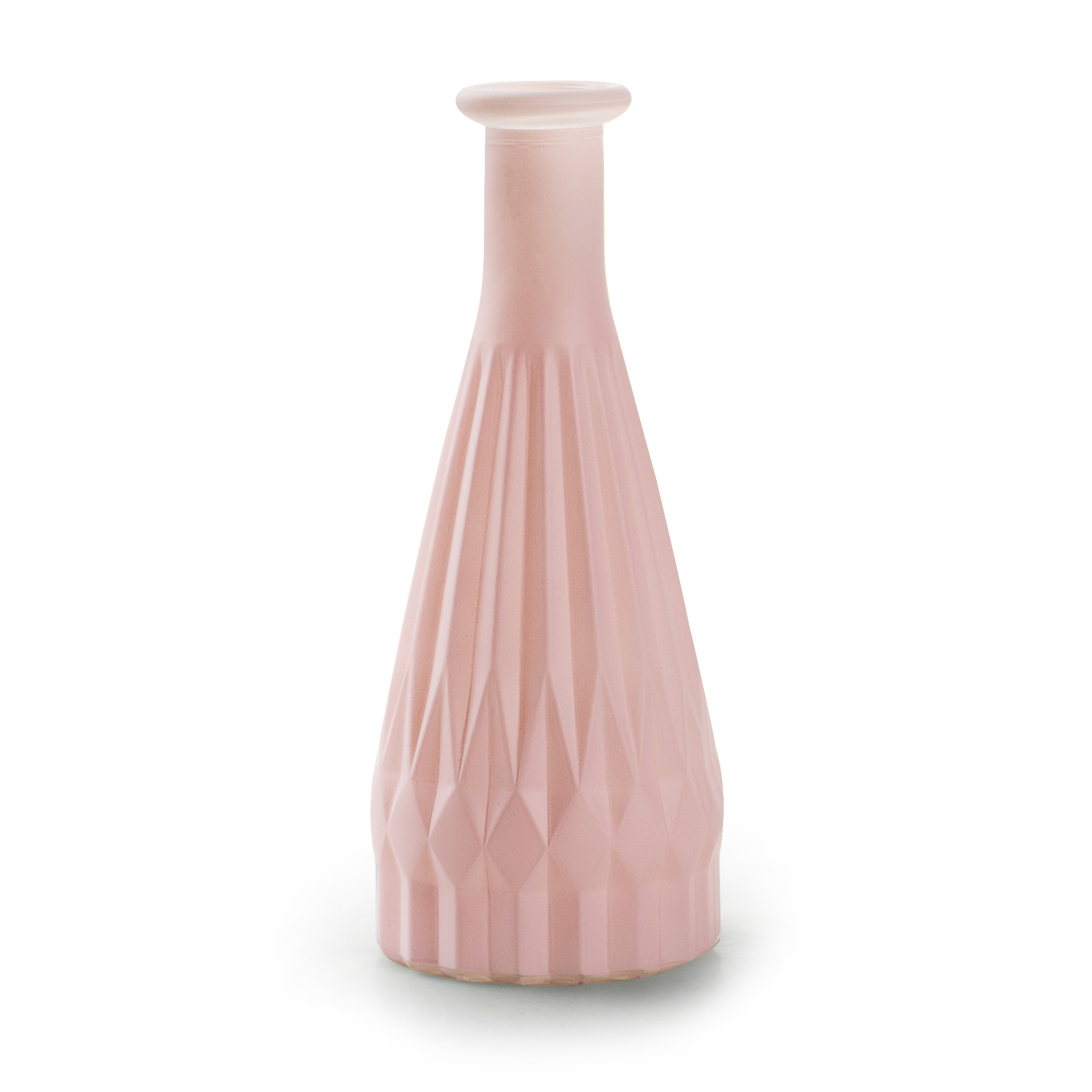 Bloemenvaas Patty mat roze glas D8,5 x H21 cm - fles vaas
