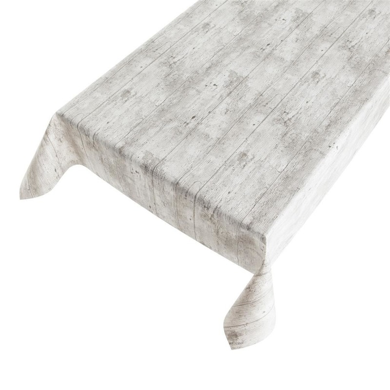 Buiten tafelkleed-tafelzeil grijs steigerhout 140 x 245 cm