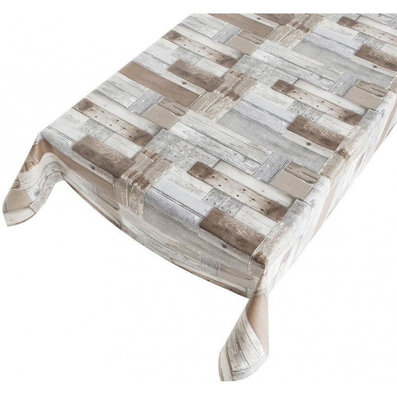 Buiten tafelkleed-tafelzeil houten planken motief 140 x 170 cm