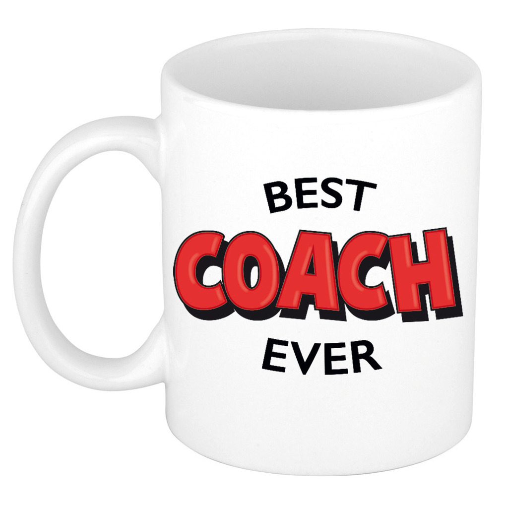 Cadeau koffie-thee mok voor coach-trainer rood trotse coach keramiek 300 ml
