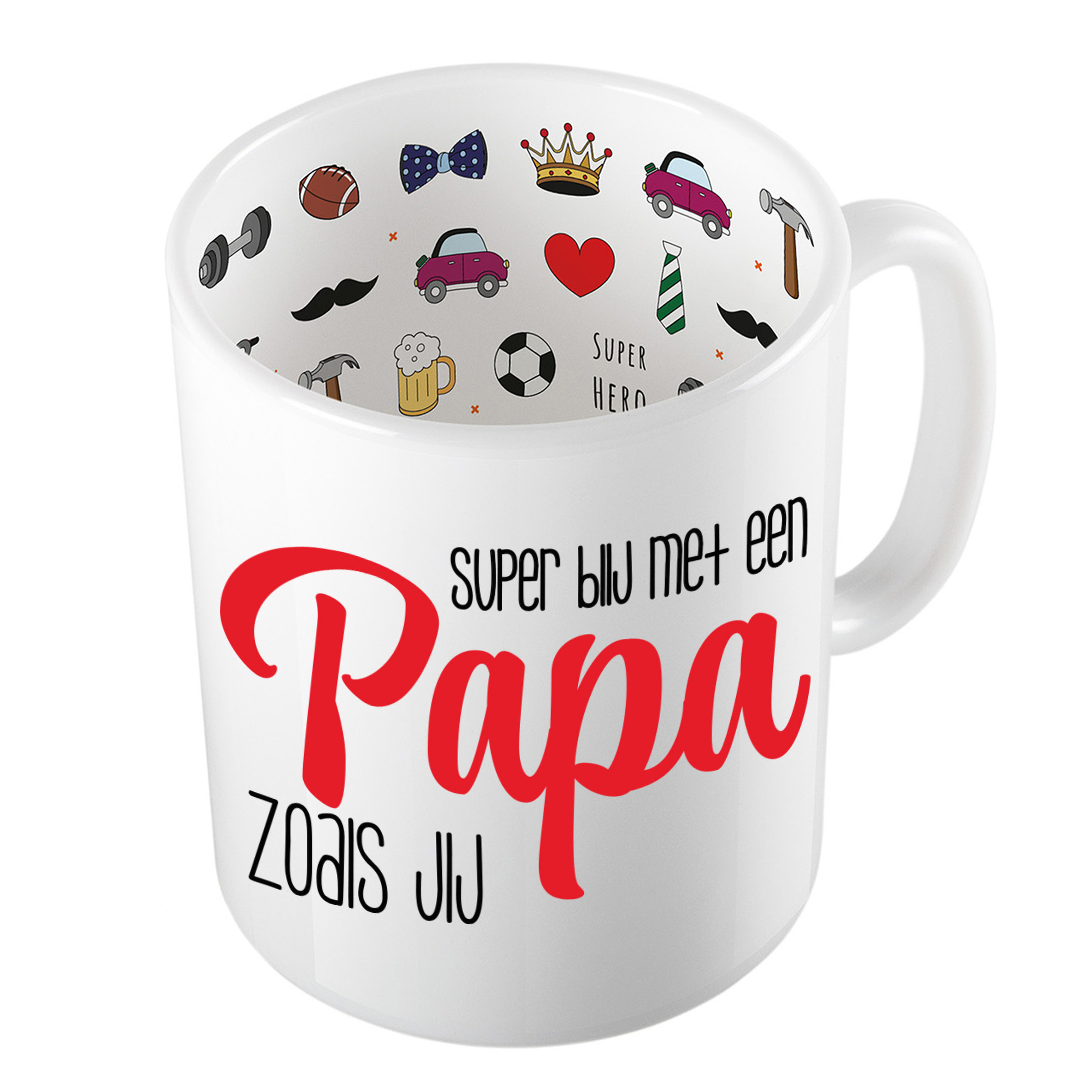 Cadeau koffie-thee mok voor papa rood blij met papa keramiek 300 ml Vaderdag
