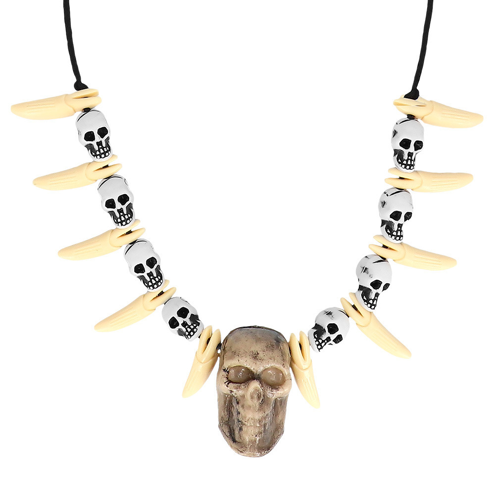 Carnaval verkleed accessoires Piraten sieraden ketting met tanden-schedels kunststof