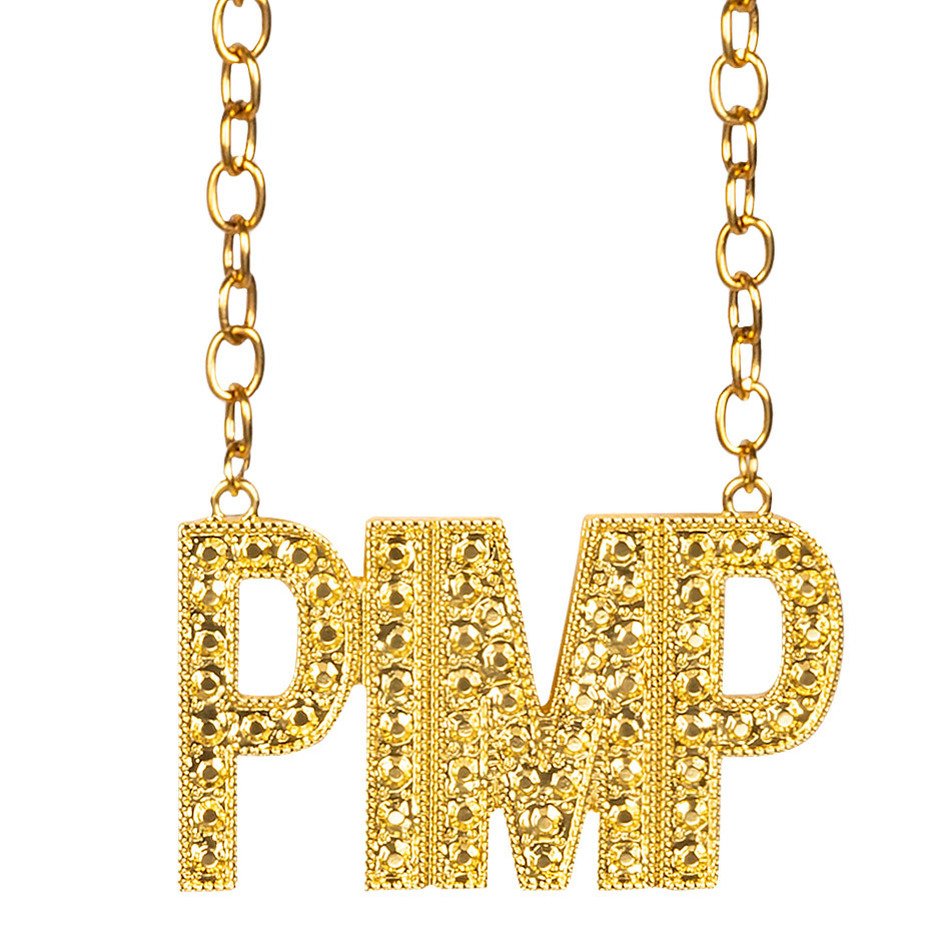 Carnaval-verkleed accessoires Pooier-pimp sieraden schakel ketting goud kunststof