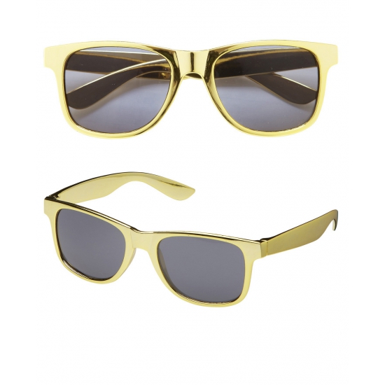 Carnaval verkleed zonnebril-party bril met goud kleurig montuur