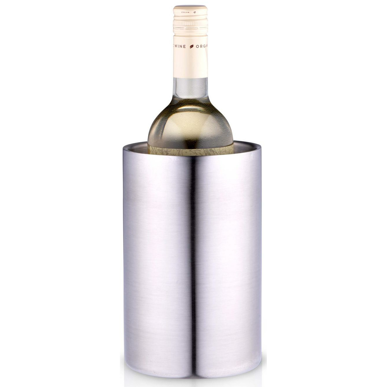 Champagne & wijnfles koeler-ijsemmer zilver rvs H19 x D12 cm Luxe stijlvolle uitvoering