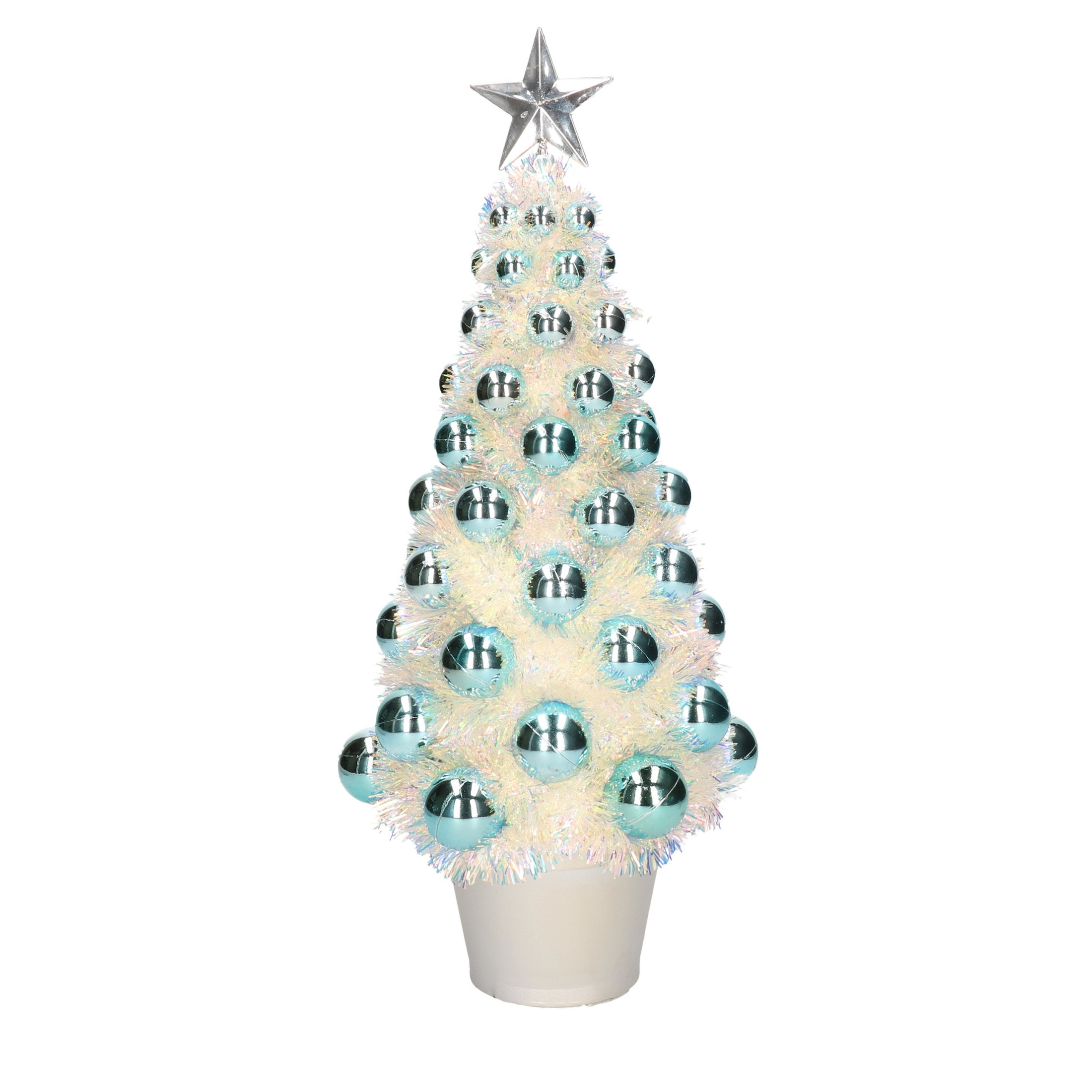 Complete mini kunst kerstboom-kunstboom blauw met lichtjes 40 cm