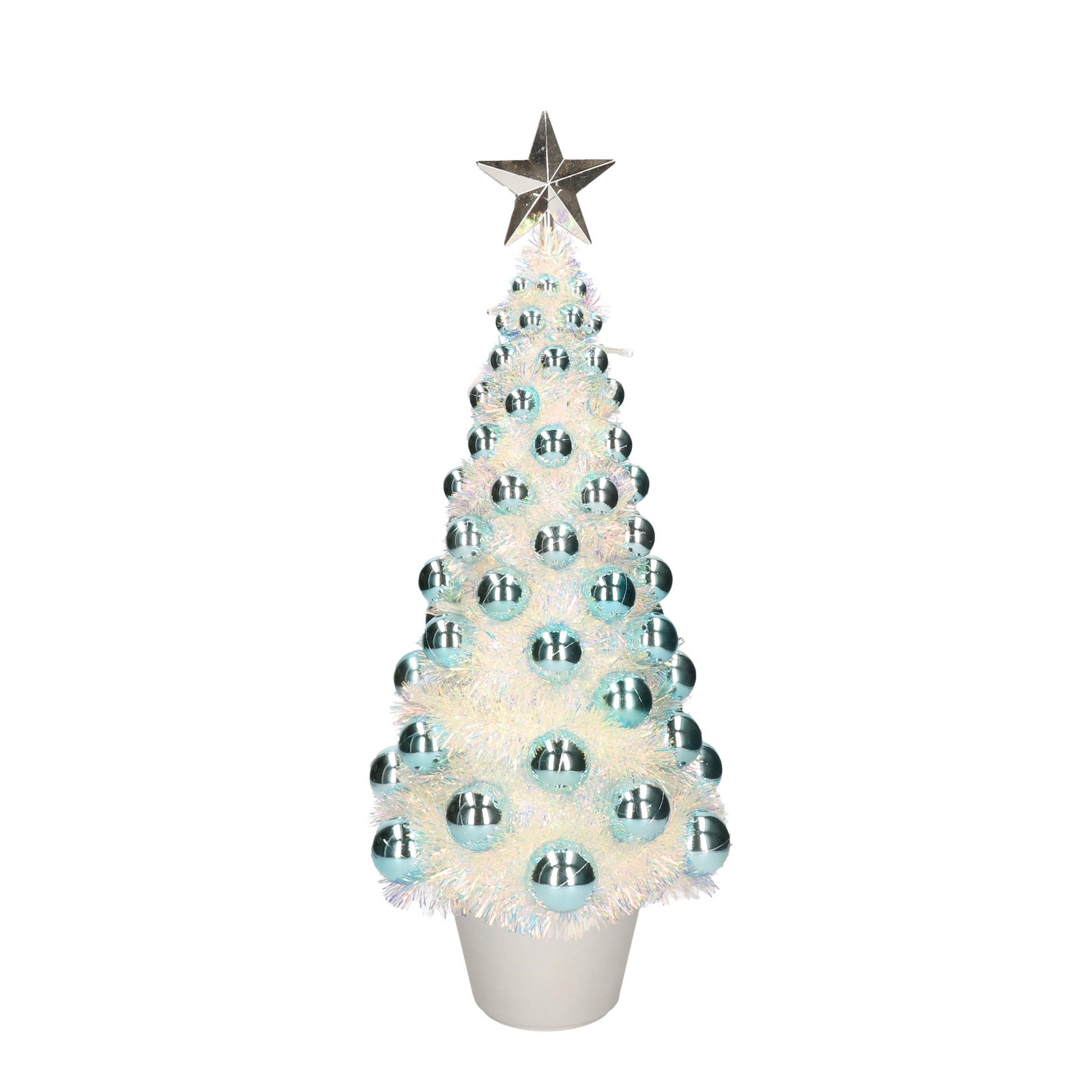 Complete mini kunst kerstboom-kunstboom blauw met lichtjes 50 cm