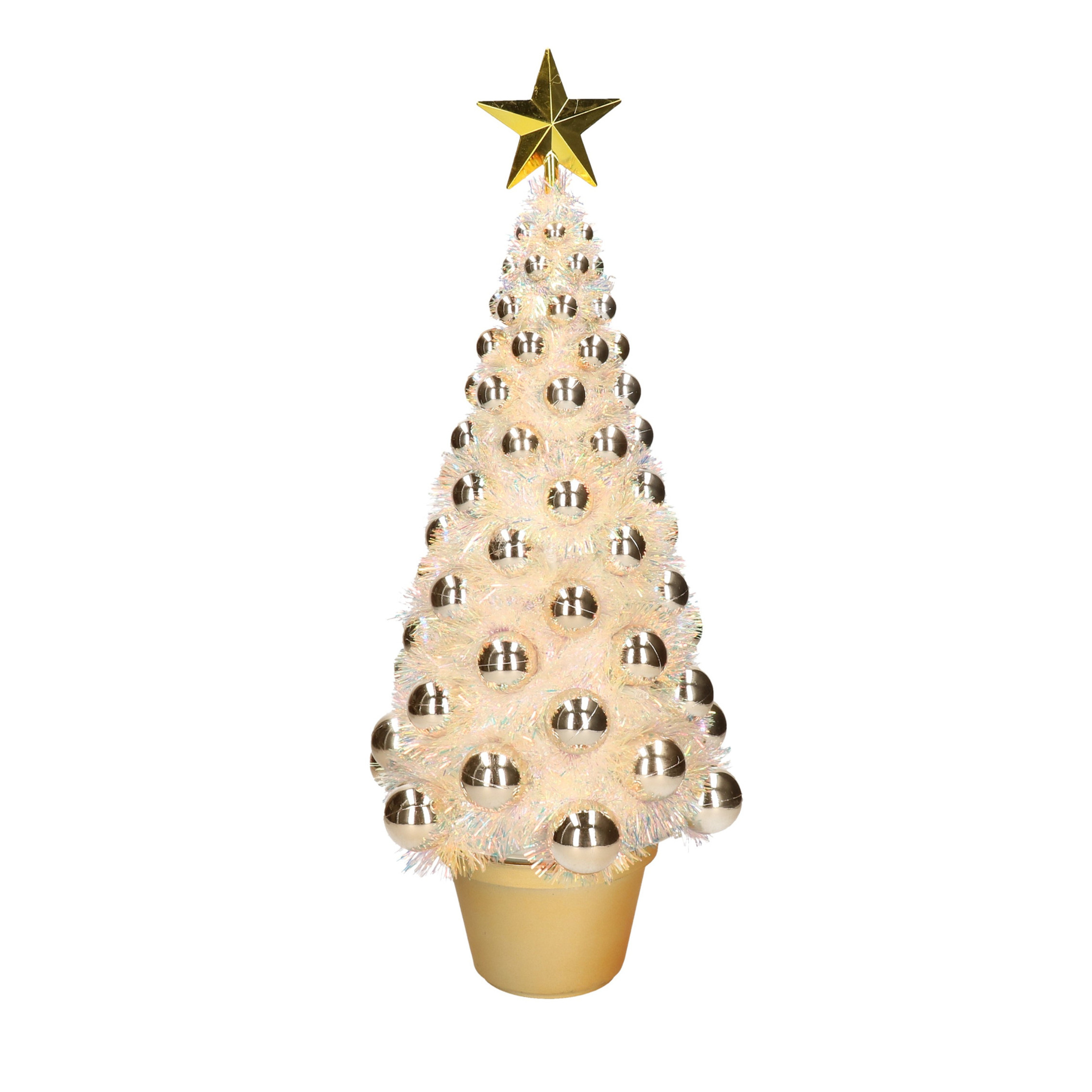 Complete mini kunst kerstboom-kunstboom goud met lichtjes 50 cm