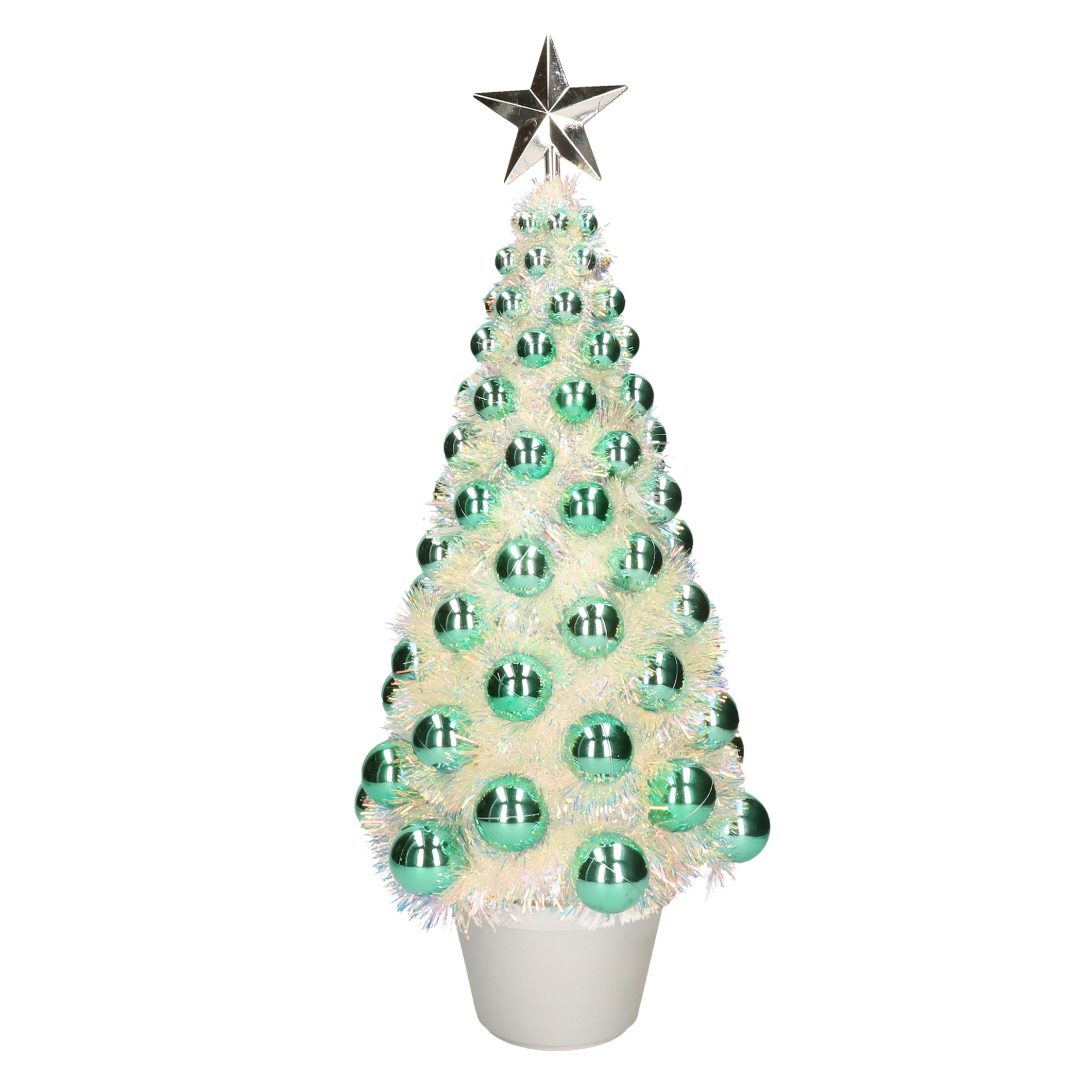Complete mini kunst kerstboom-kunstboom groen met lichtjes 50 cm
