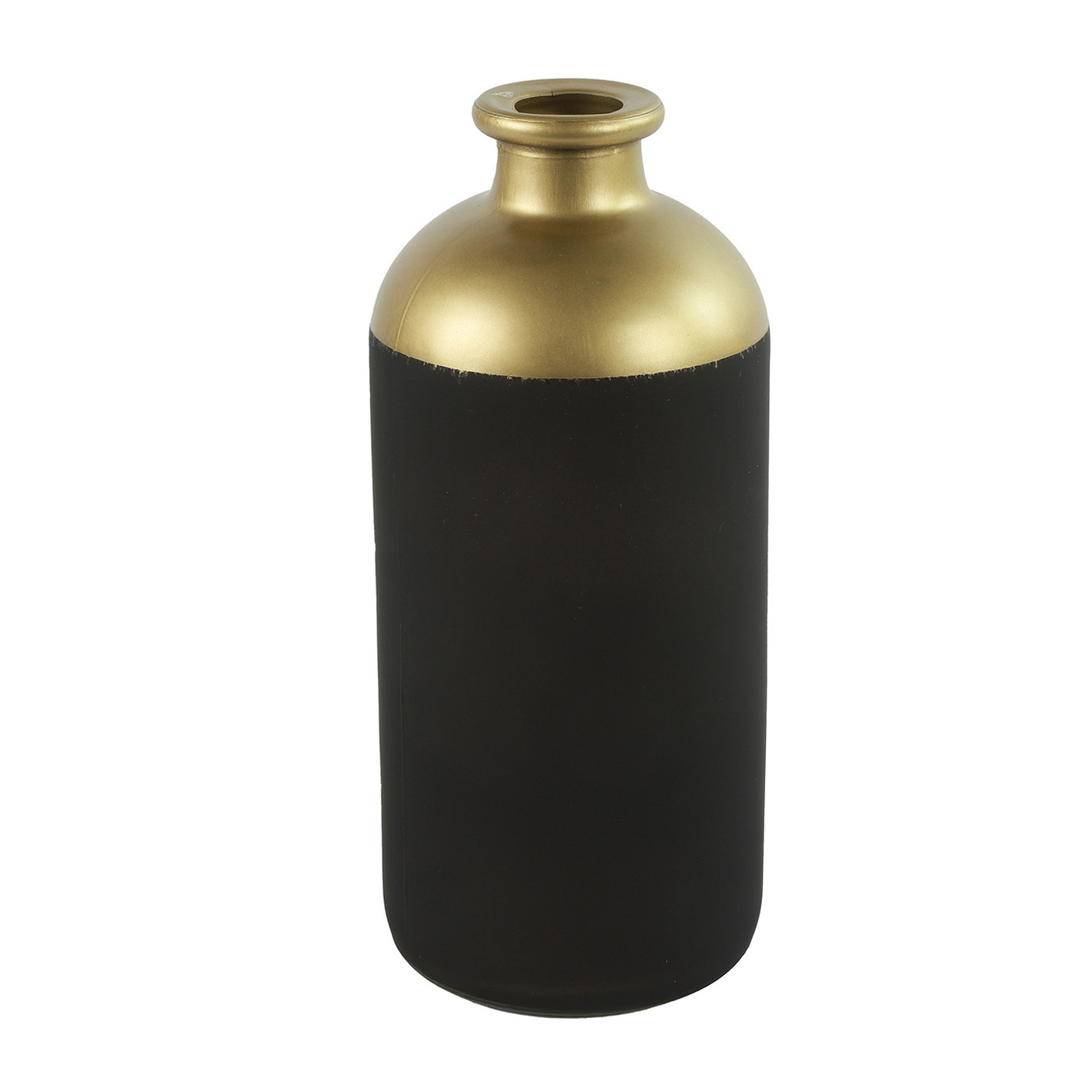 Countryfield Bloemen of deco vaas zwart-goud glas luxe fles vorm D11 x H25 cm