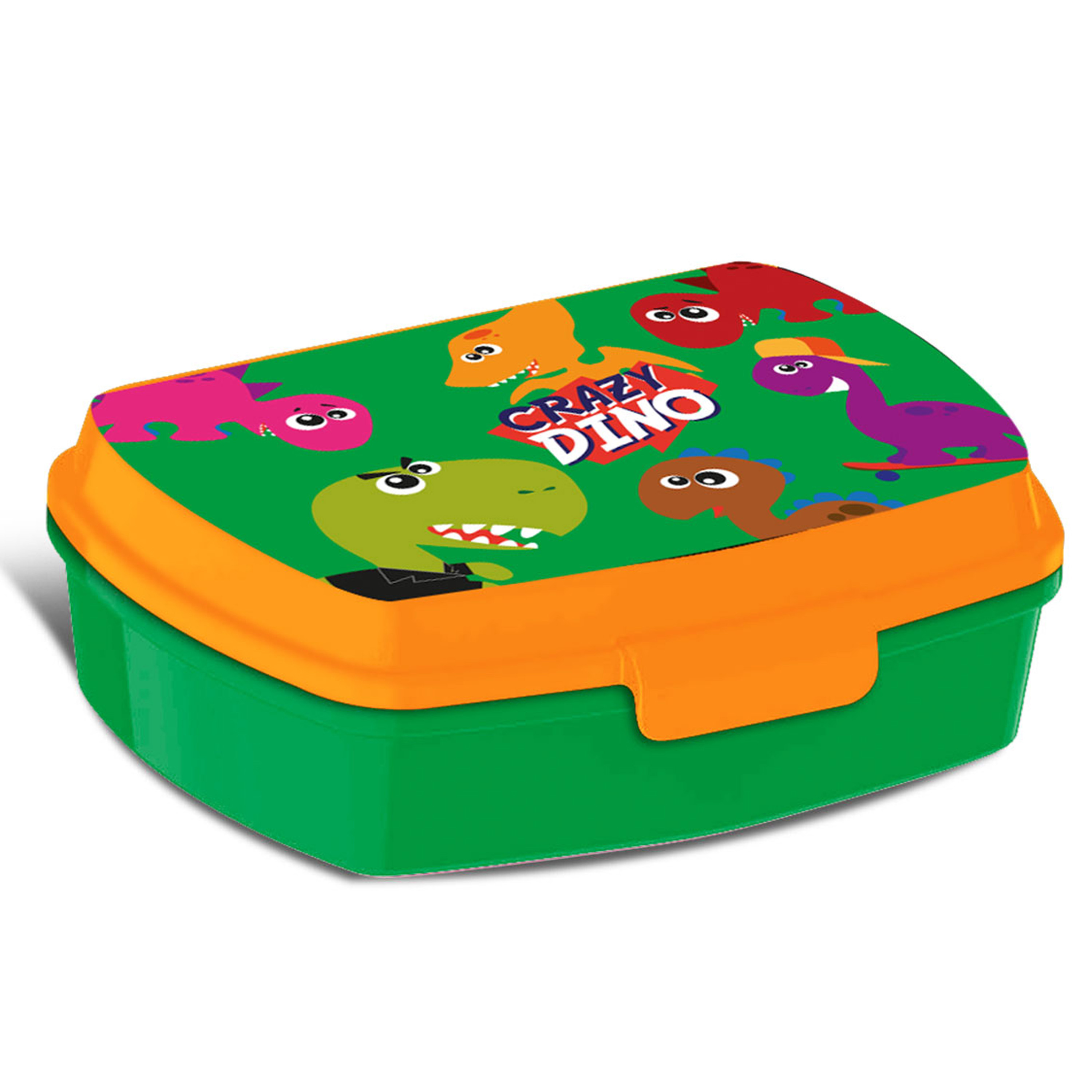 Crazy Dino broodtrommel-lunchbox voor kinderen groen kunststof 20 x 10 cm