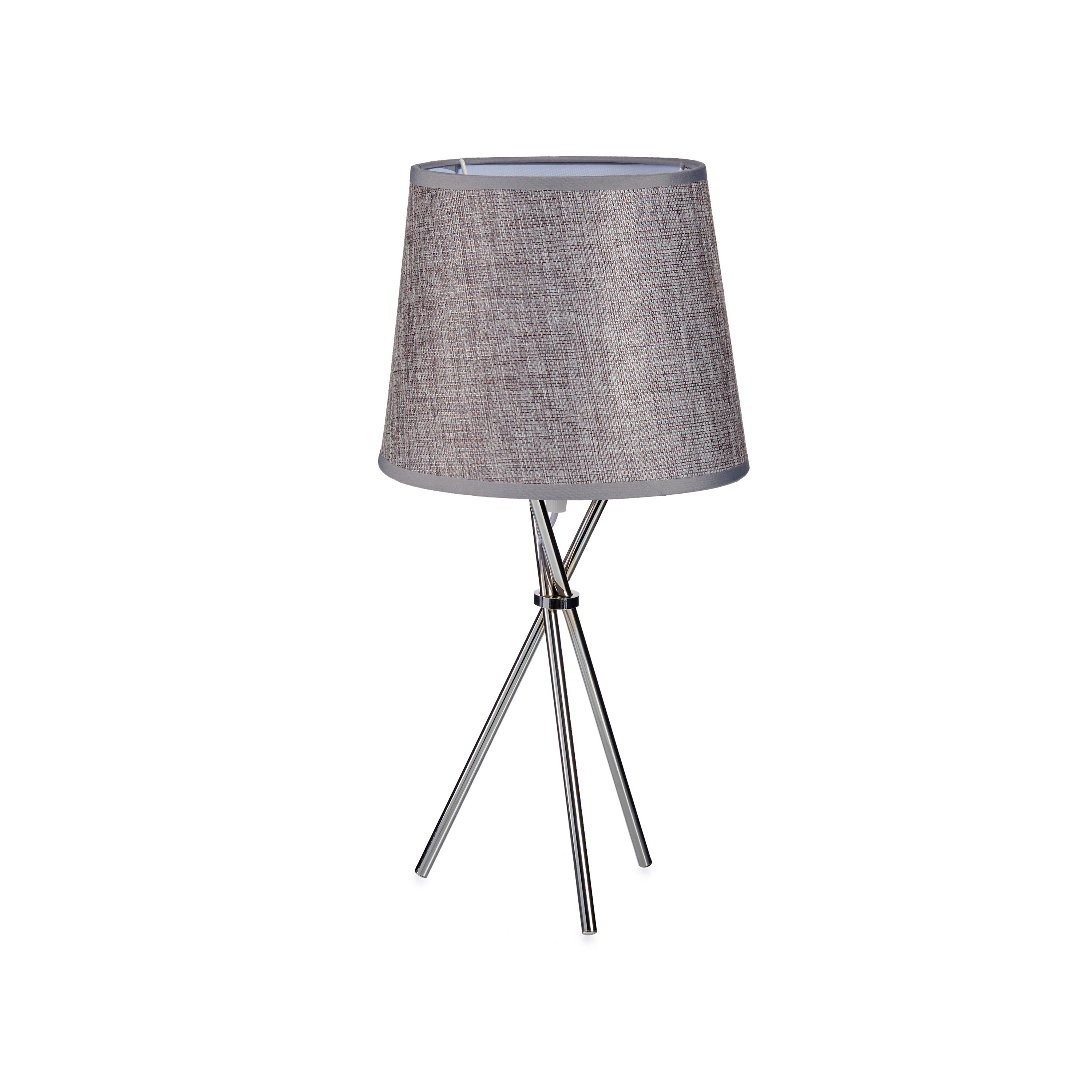 Design tafellamp-schemerlampje zilvergrijze kap en stalen poten 38 cm