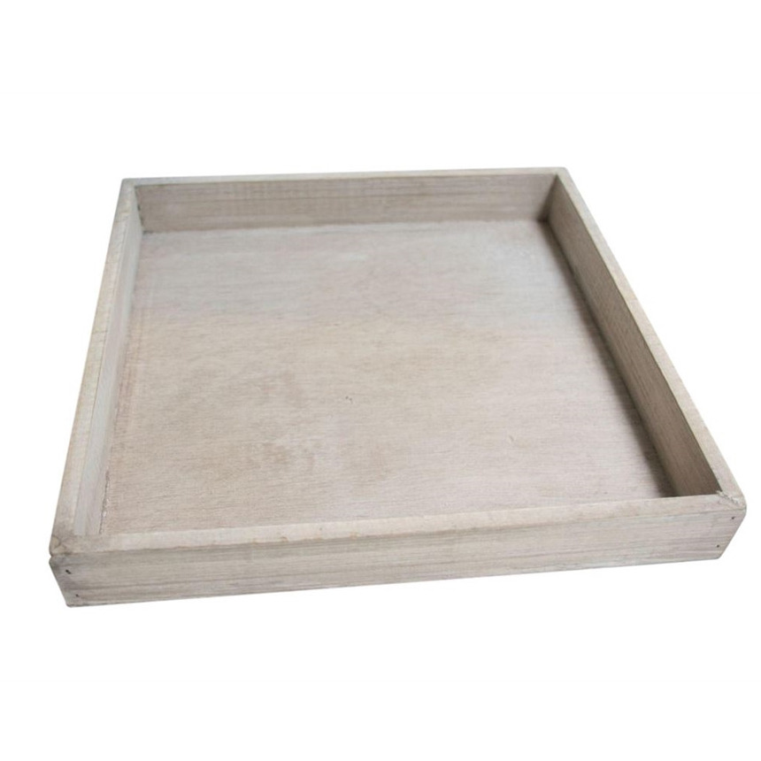 Dienblad-kaarsenbord hout L30 x B30 x H3 vierkant naturel tray