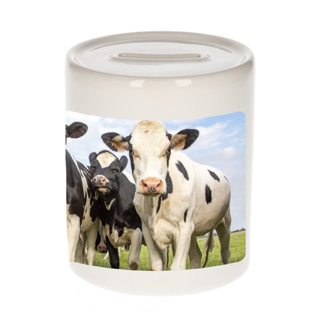 Dieren foto spaarpot koe 9 cm - Nederlandse koeien spaarpotten jongens en meisjes