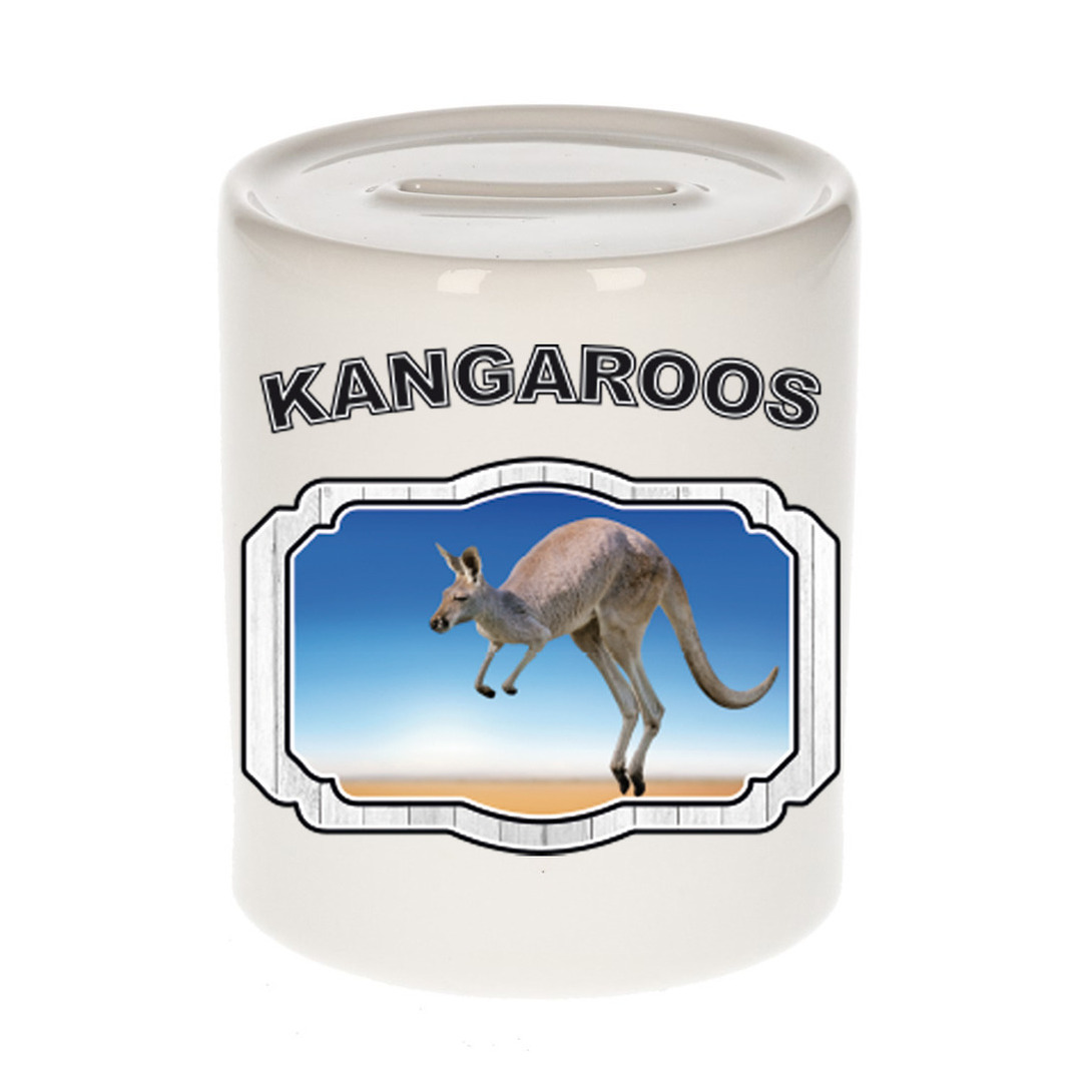 Dieren kangoeroe spaarpot - kangaroos/ kangoeroes spaarpotten kinderen 9 cm