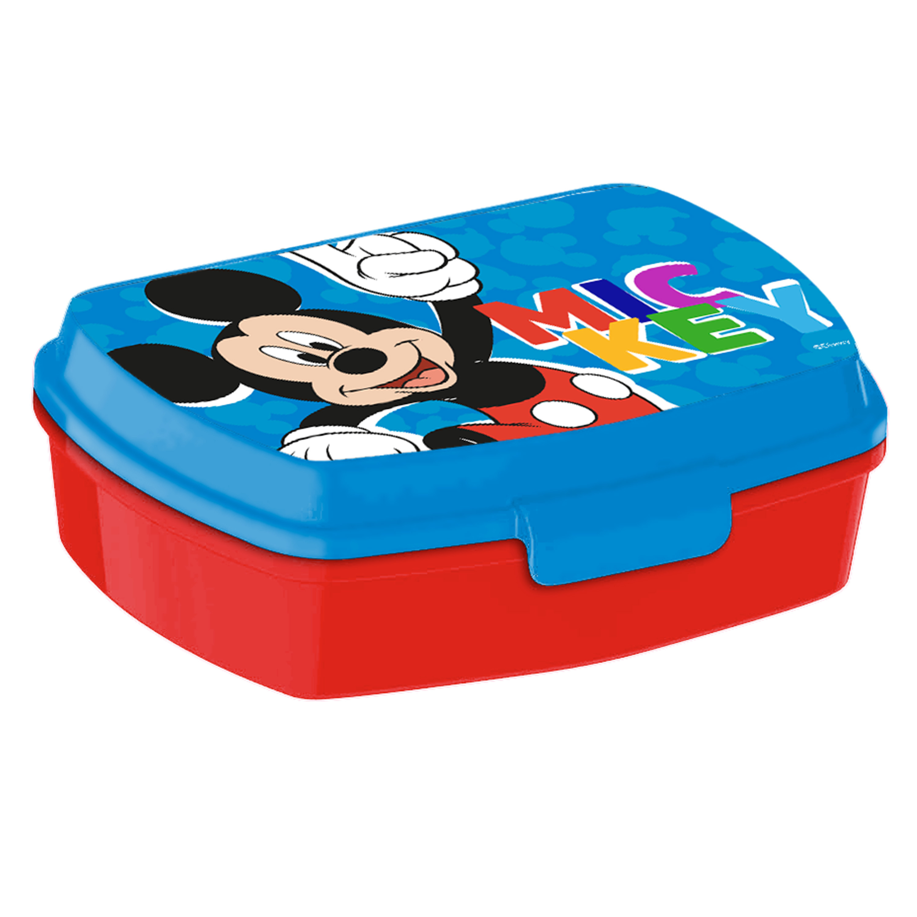Disney Mickey Mouse broodtrommel-lunchbox voor kinderen rood-blauw kunststof 20 x 10 cm