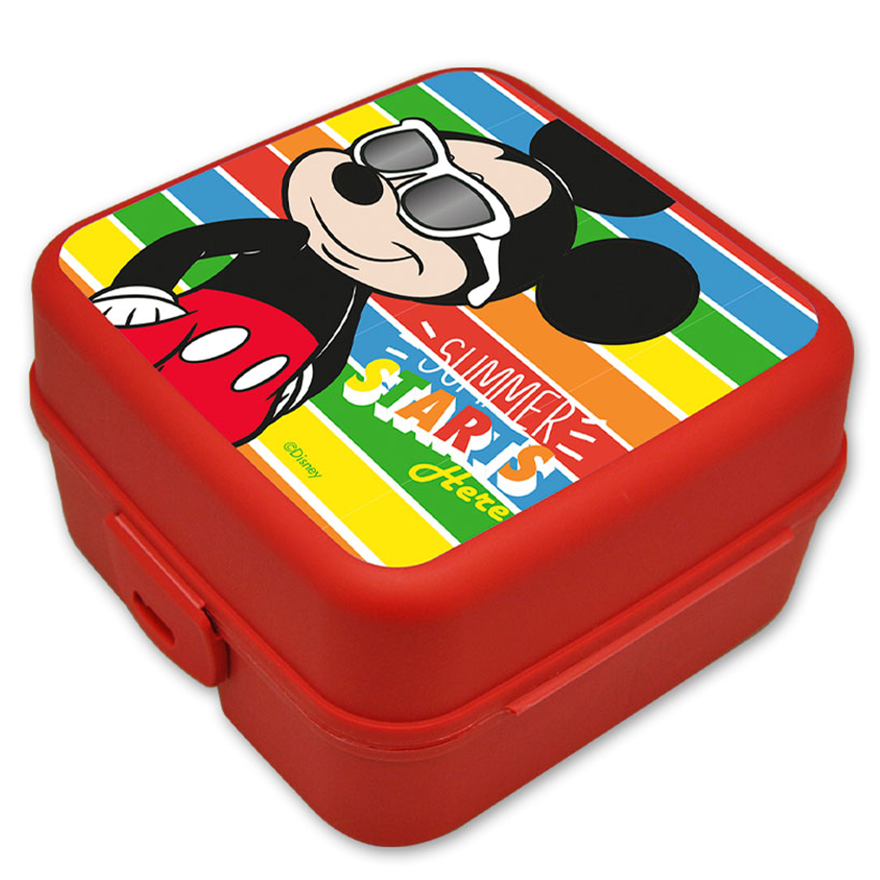 Disney Mickey Mouse broodtrommel-lunchbox voor kinderen rood kunststof 14 x 8 cm