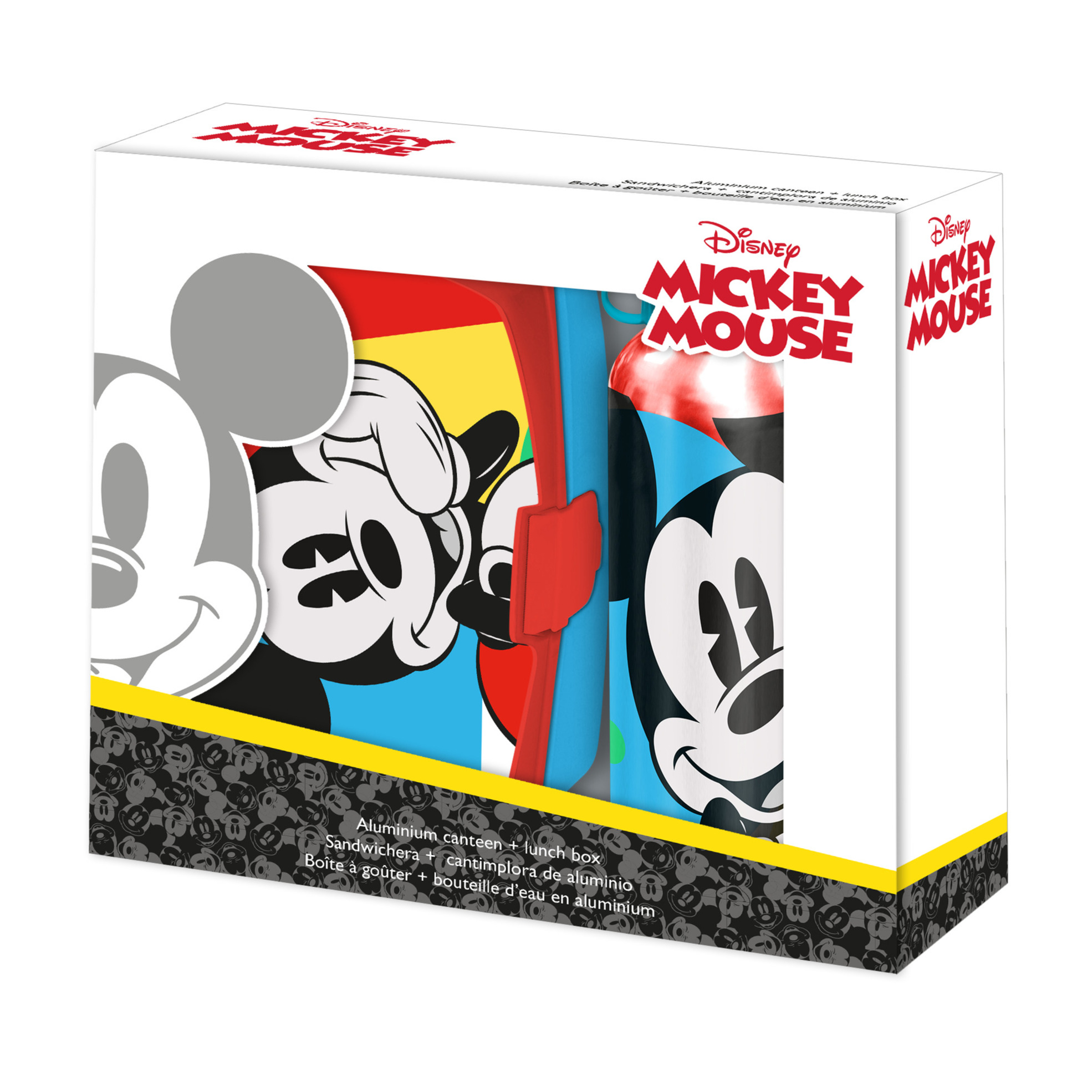 Disney Mickey Mouse lunchbox set voor kinderen 2-delig rood aluminium-kunststof