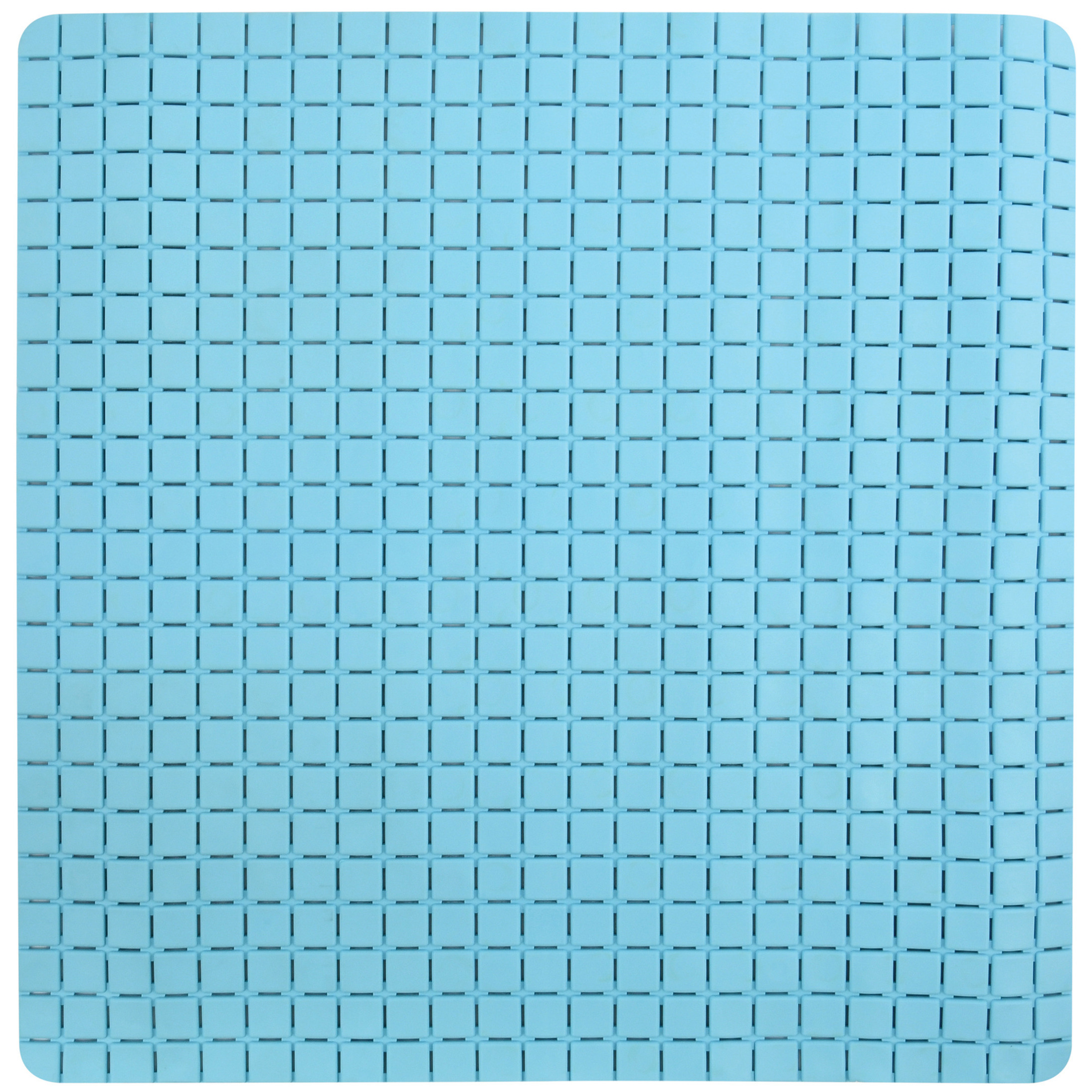 Douche-bad anti-slip mat badkamer rubber lichtblauw 54 x 54 cm vierkant