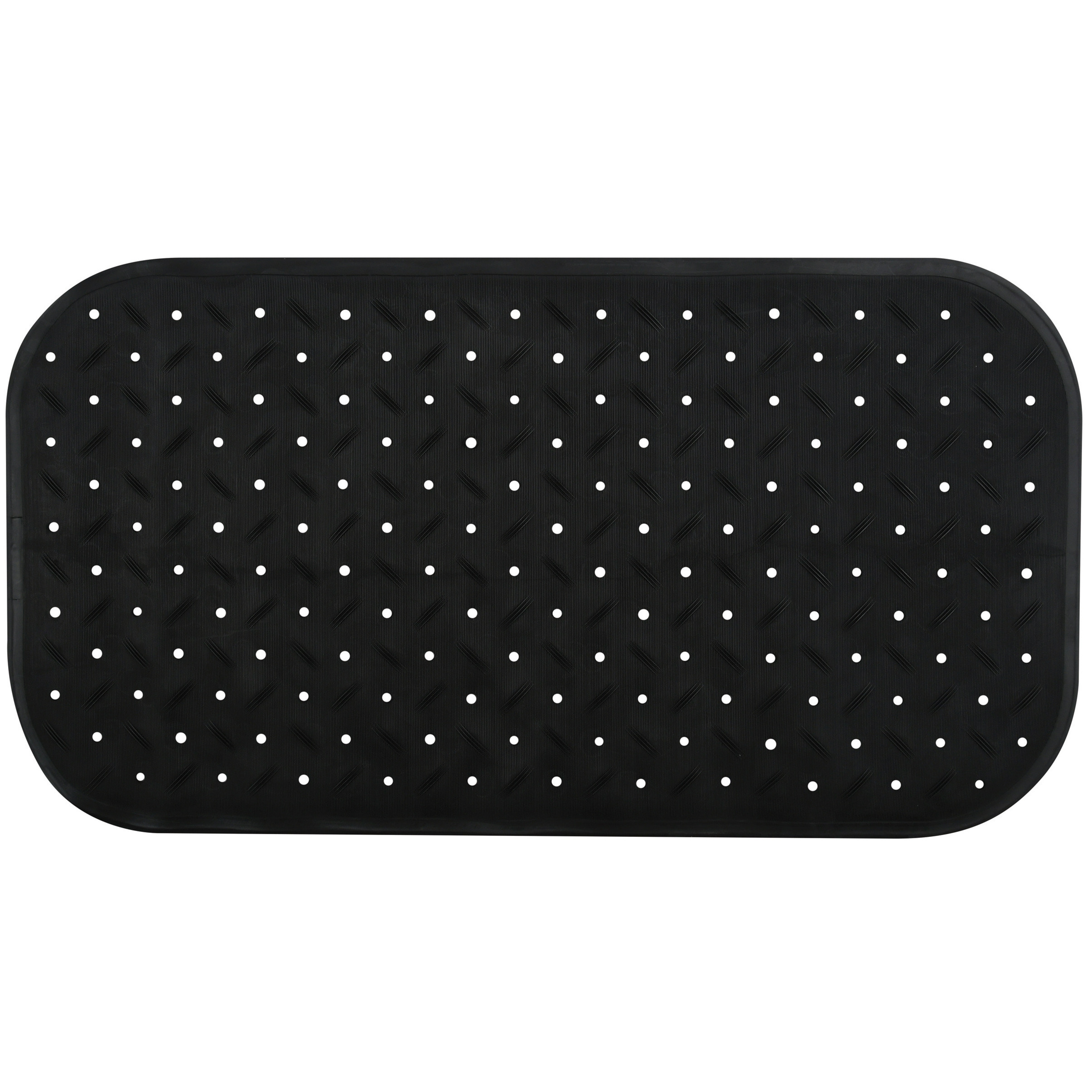Douche-bad anti-slip mat badkamer rubber zwart 36 x 65 cm rechthoek