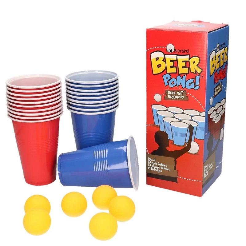 Drankspel-drinkspel beer pong set met red en blue cups
