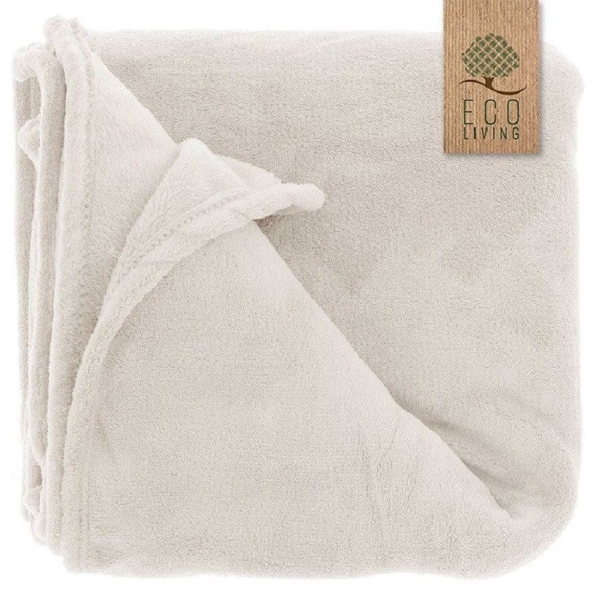 Fleece deken-plaid Bailey creme wit polyester 130 x 180 cm