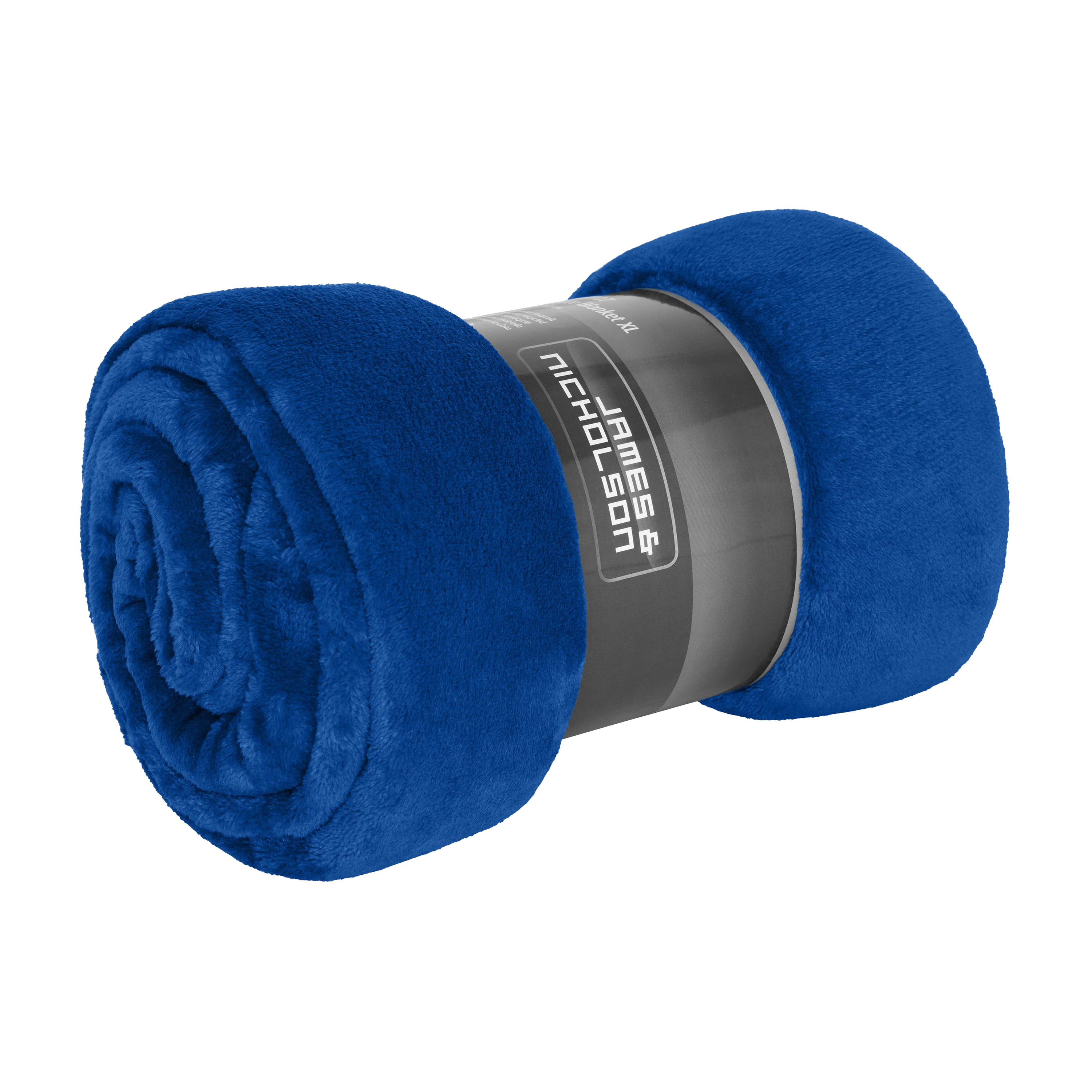 Fleece deken-plaid zacht polyester blauw 180 x 130 cm XL formaat