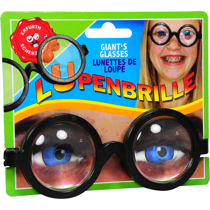 Fop bril met jampot glazen zwart kunststof voor kinderen