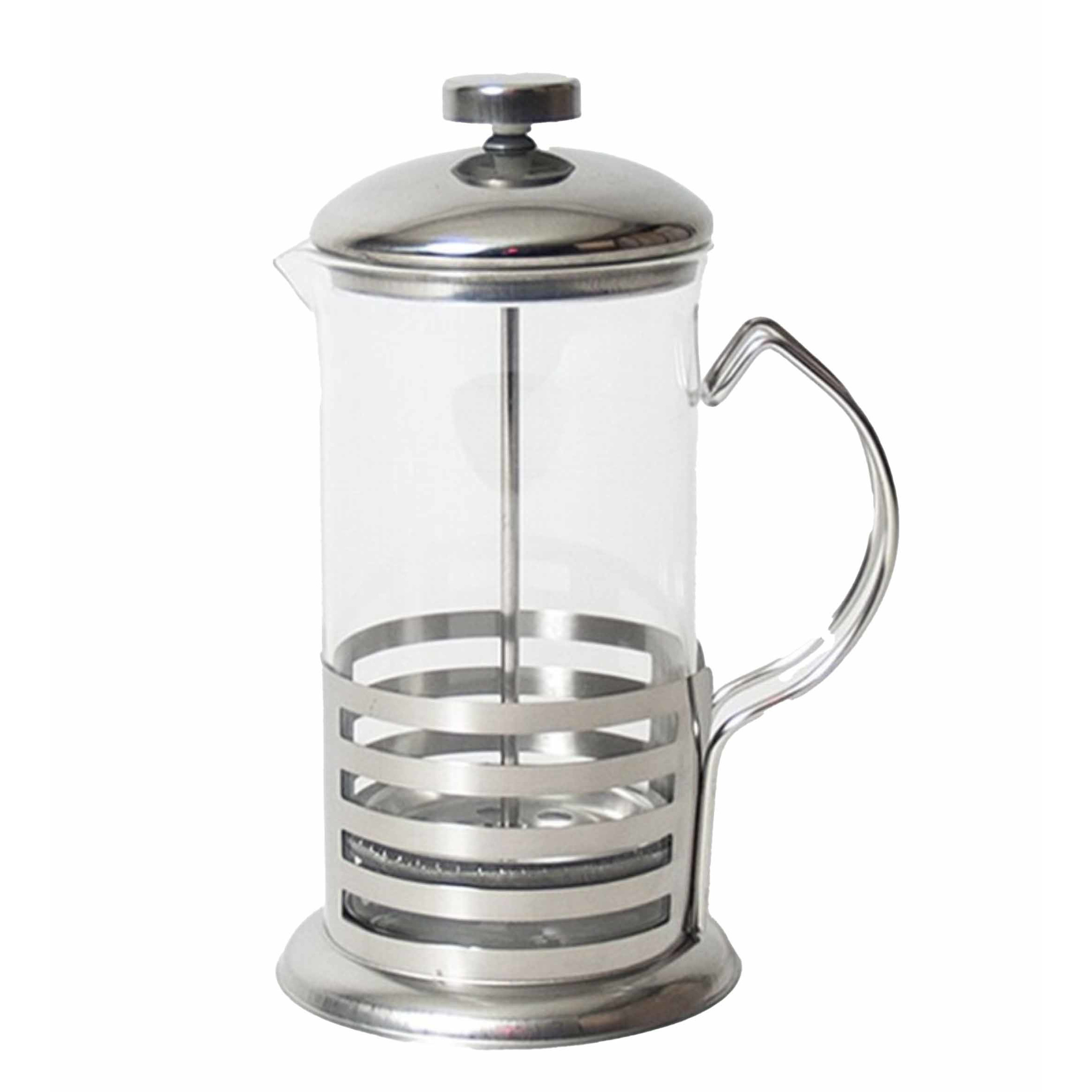 French press koffie-thee maker- cafetiere glas-RVS 600 ml