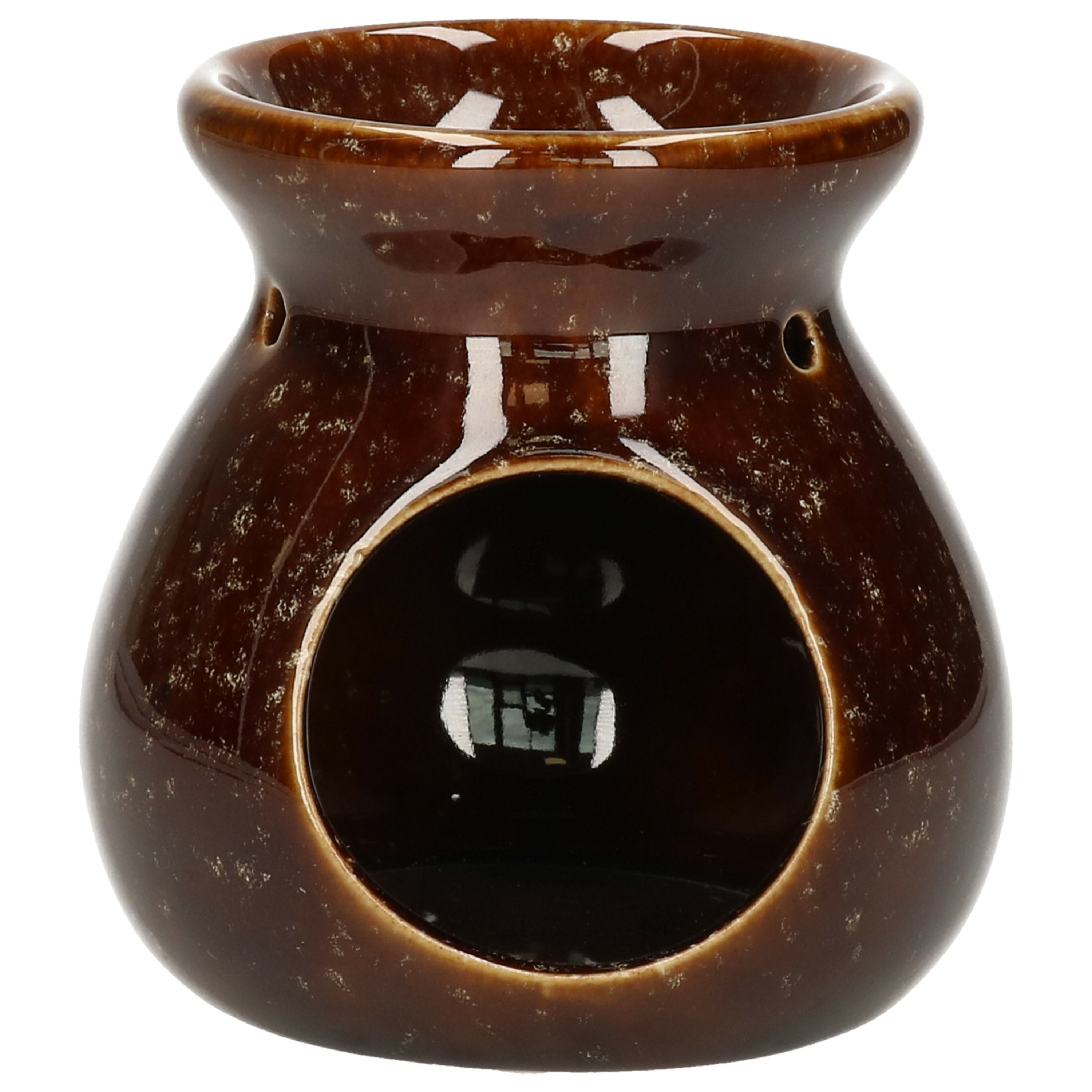 Geurbrander voor amberblokjes-geurolie Vesuvius keramiek bruin D10 x H10 cm