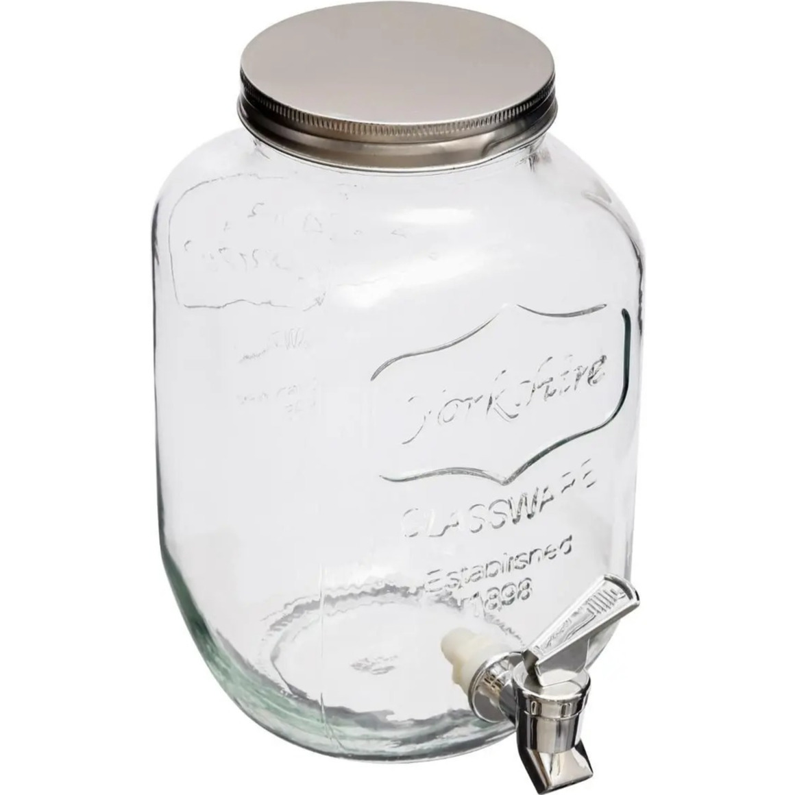 Glazen drank dispenser 4 liter met kunststof kraantje en schroefdeksel