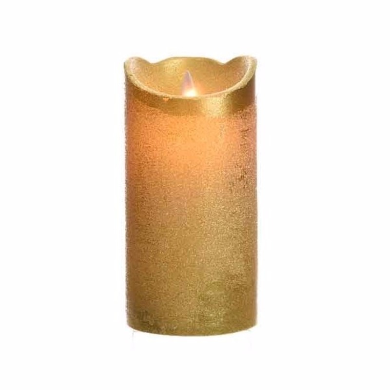 Gouden LED kaarsen-stompkaarsen 15 cm flakkerend