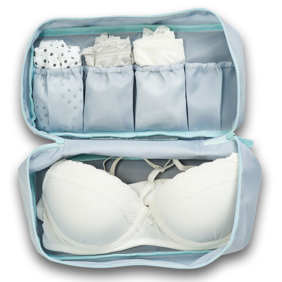Grijs-blauw lingerie-ondergoed tasje met make-up tasje 27 cm