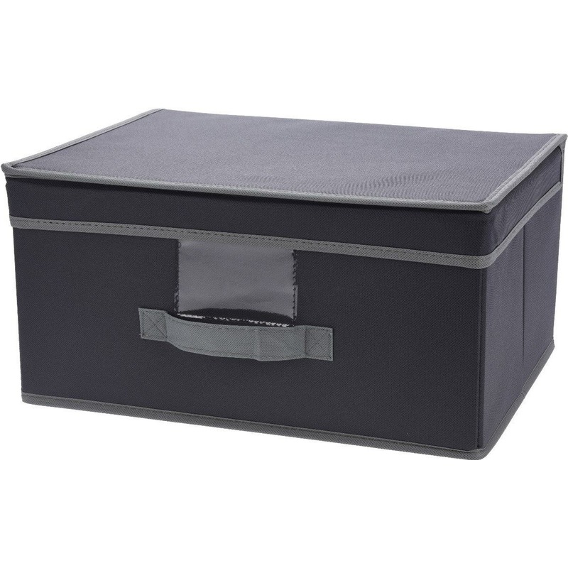 Grijze opbergdoos-opbergbox met vaste deksel 39 cm
