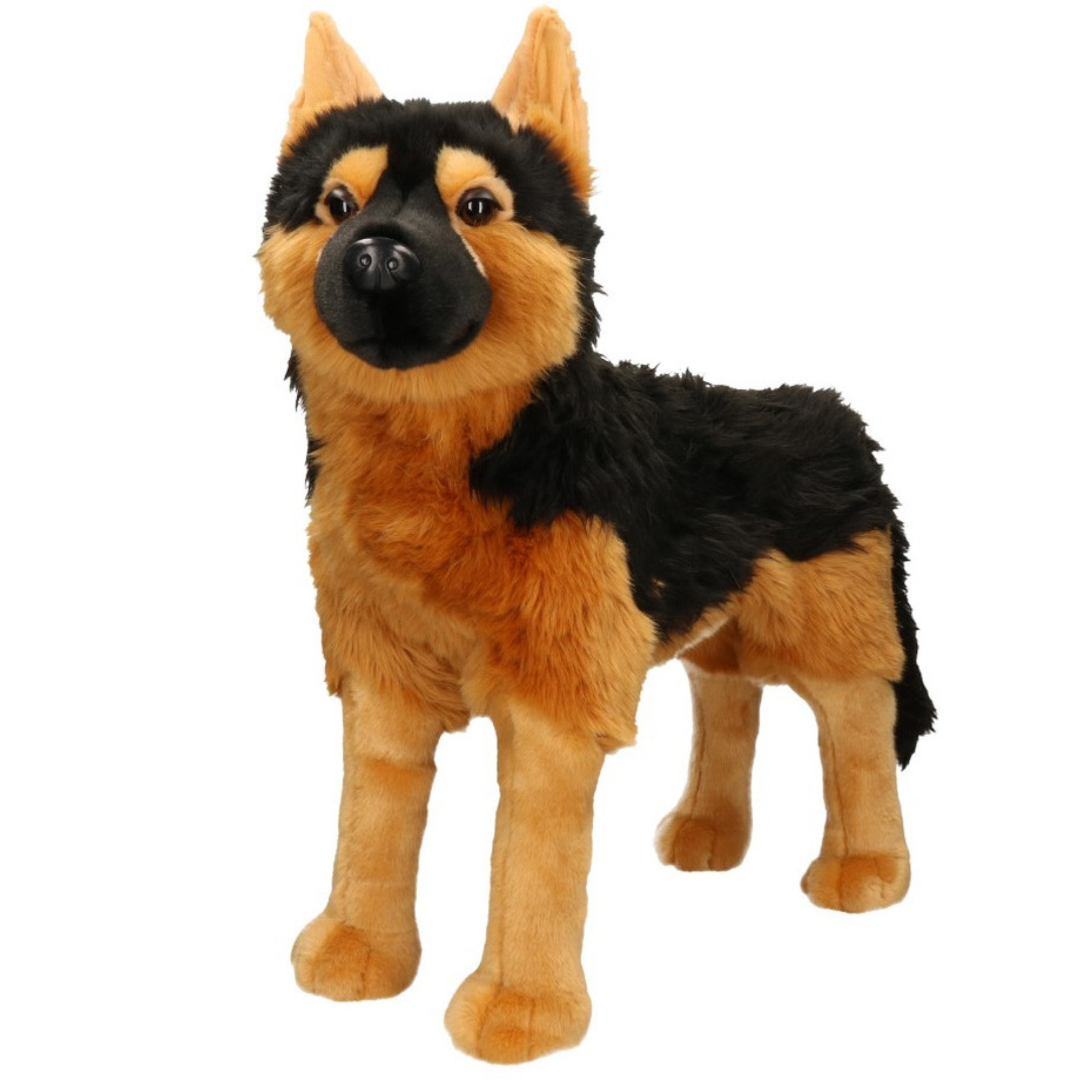 Groet zwart verliezen Grote pluche bruin/zwarte Duitse Herder hond staand knuffel 53 cm speelgoed  | Surprise winkel