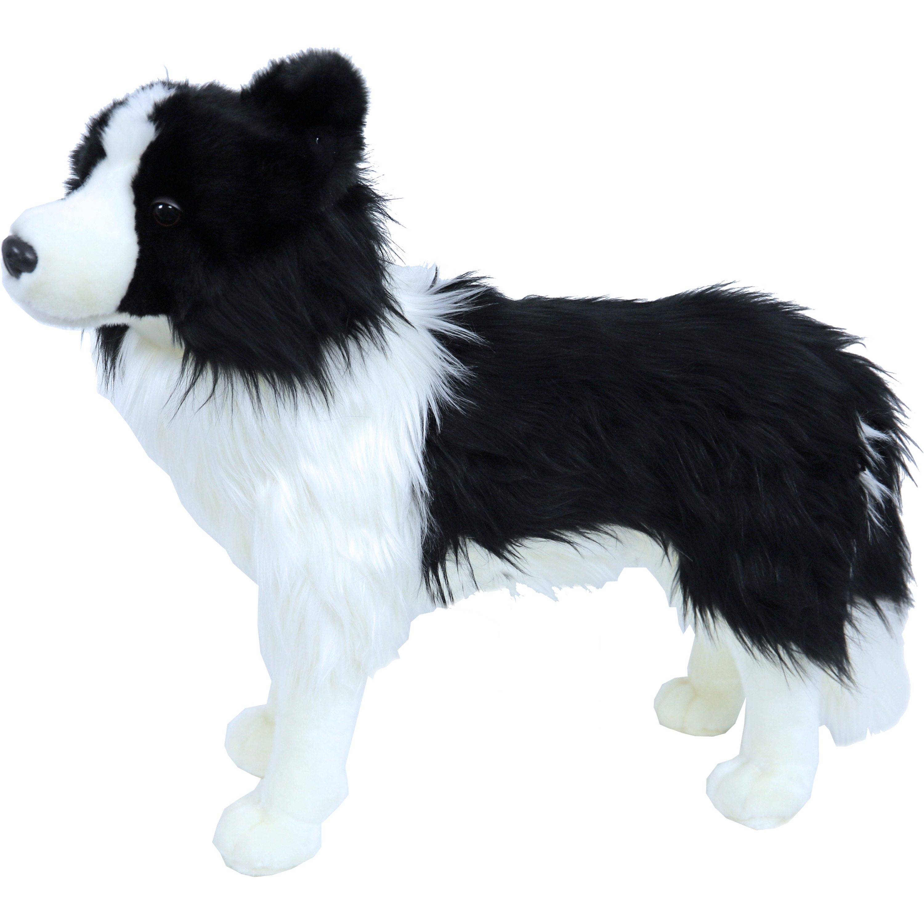Grote pluche zwart-witte Border Collie hond staand knuffel 53 cm speelgoed