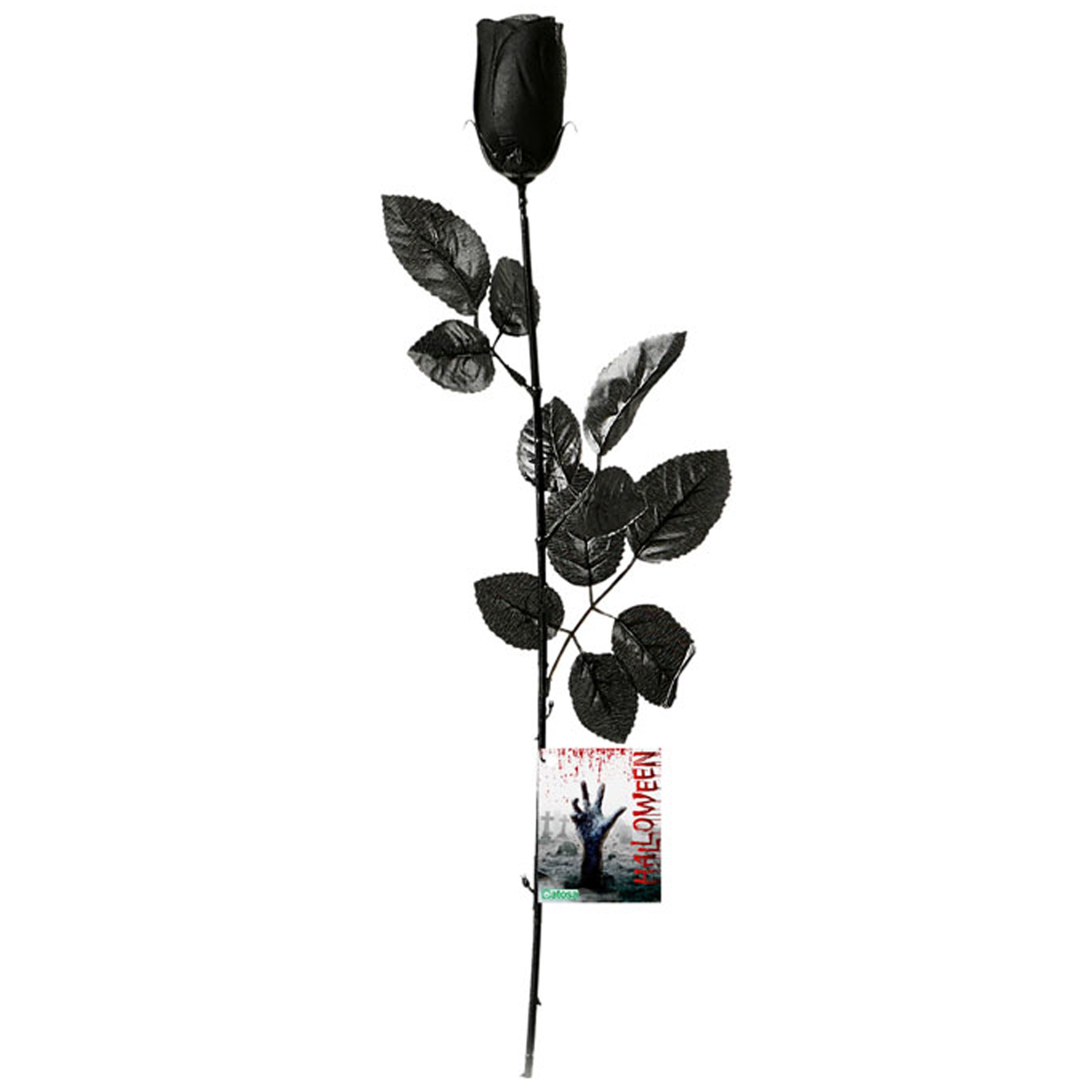Halloween accessoires bloemen zwarte rozen met blaadjes 53 cm