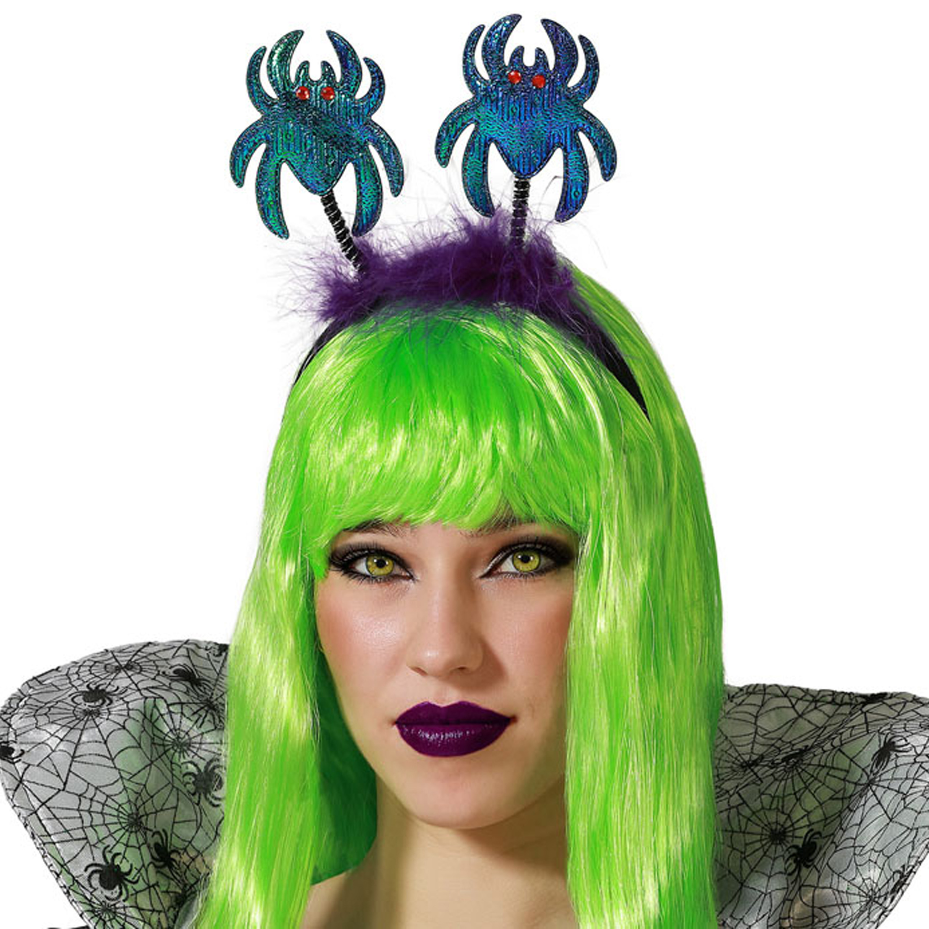 Halloween-horror verkleed diadeem-tiara met grote spinnen kunststof dames-meisjes