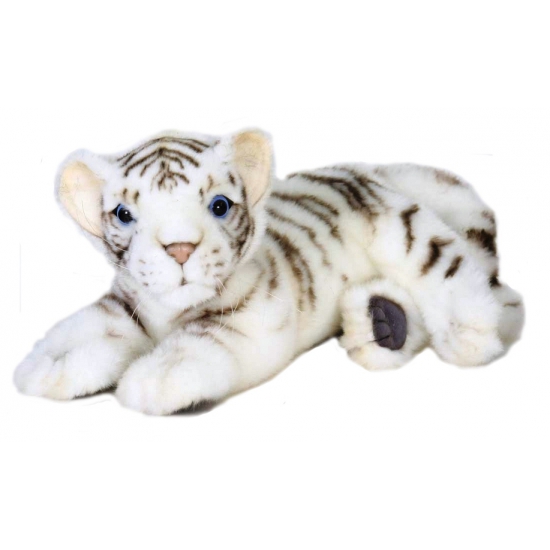 Hansa pluche witte tijger pup knuffel liggend 26 cm