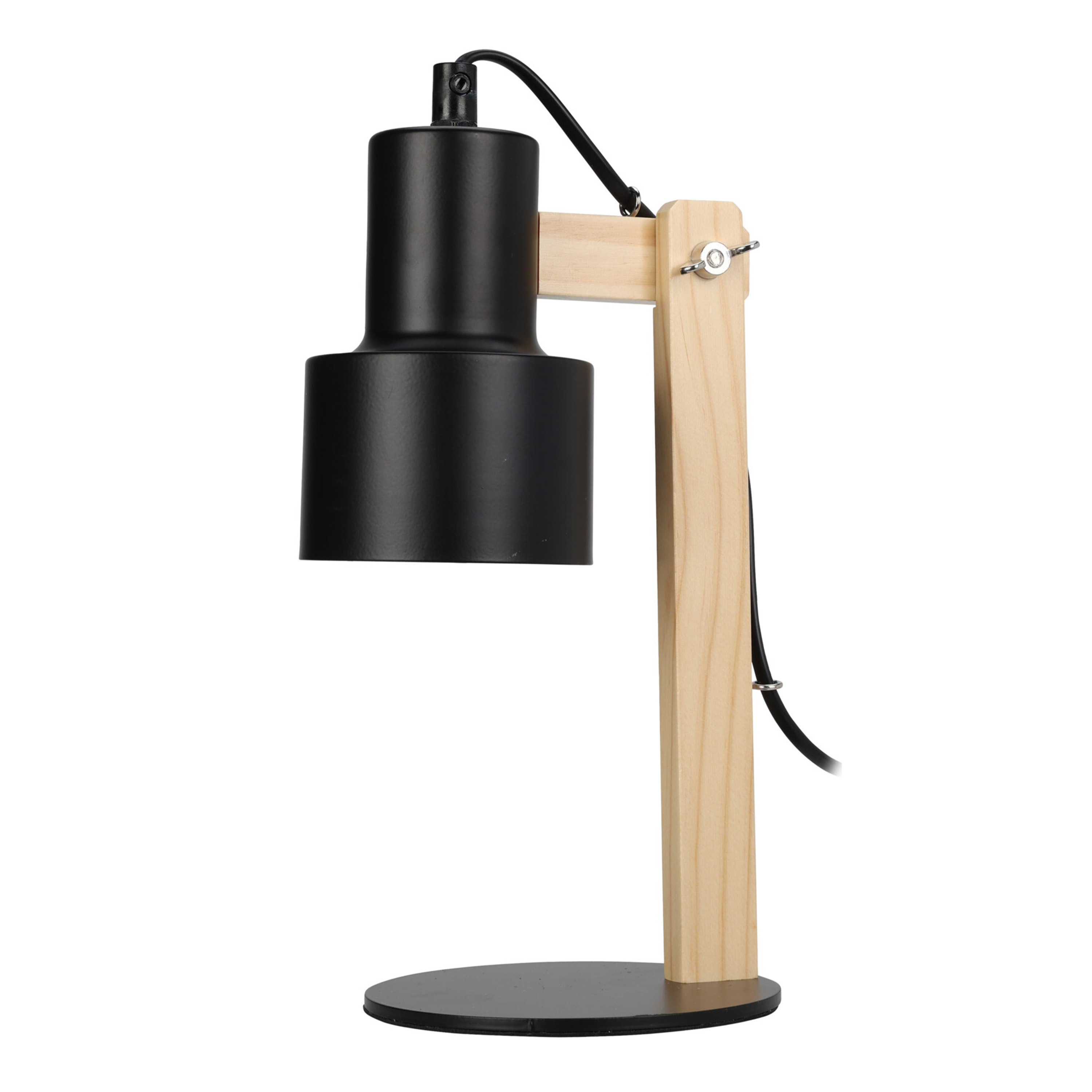 Home & Styling Tafellamp-bureaulampje Design Light hout-metaal zwart H32 cm