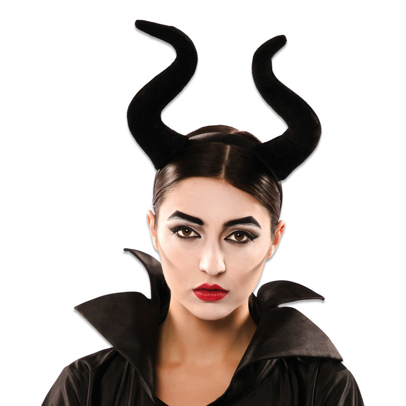 Horror haarband-diadeem met duivel-heksen hoorns zwart voor volwassenen