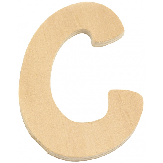 Houten letter C 6 cm